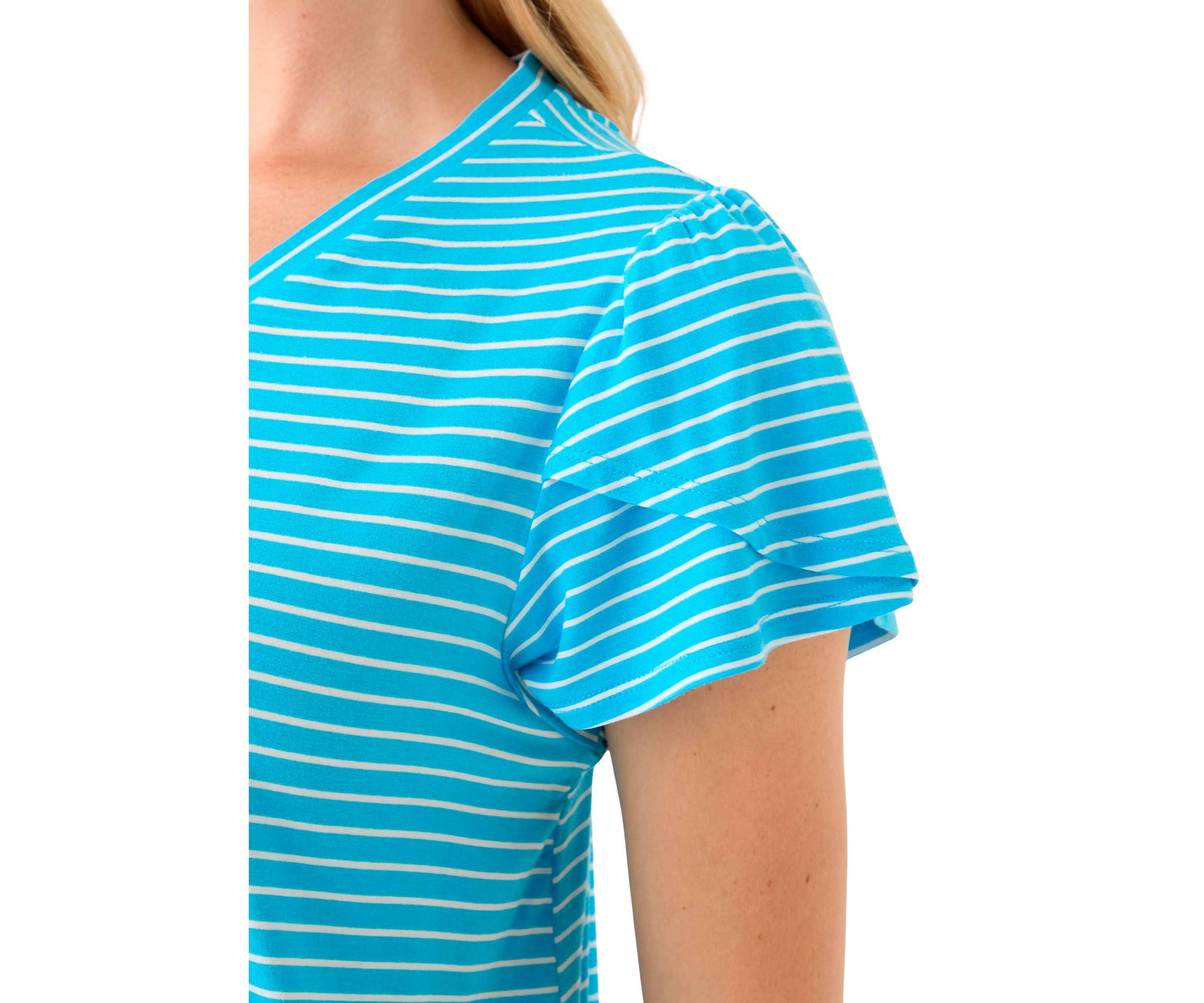Petite Tulip Sleeve Striped T-Shirt 