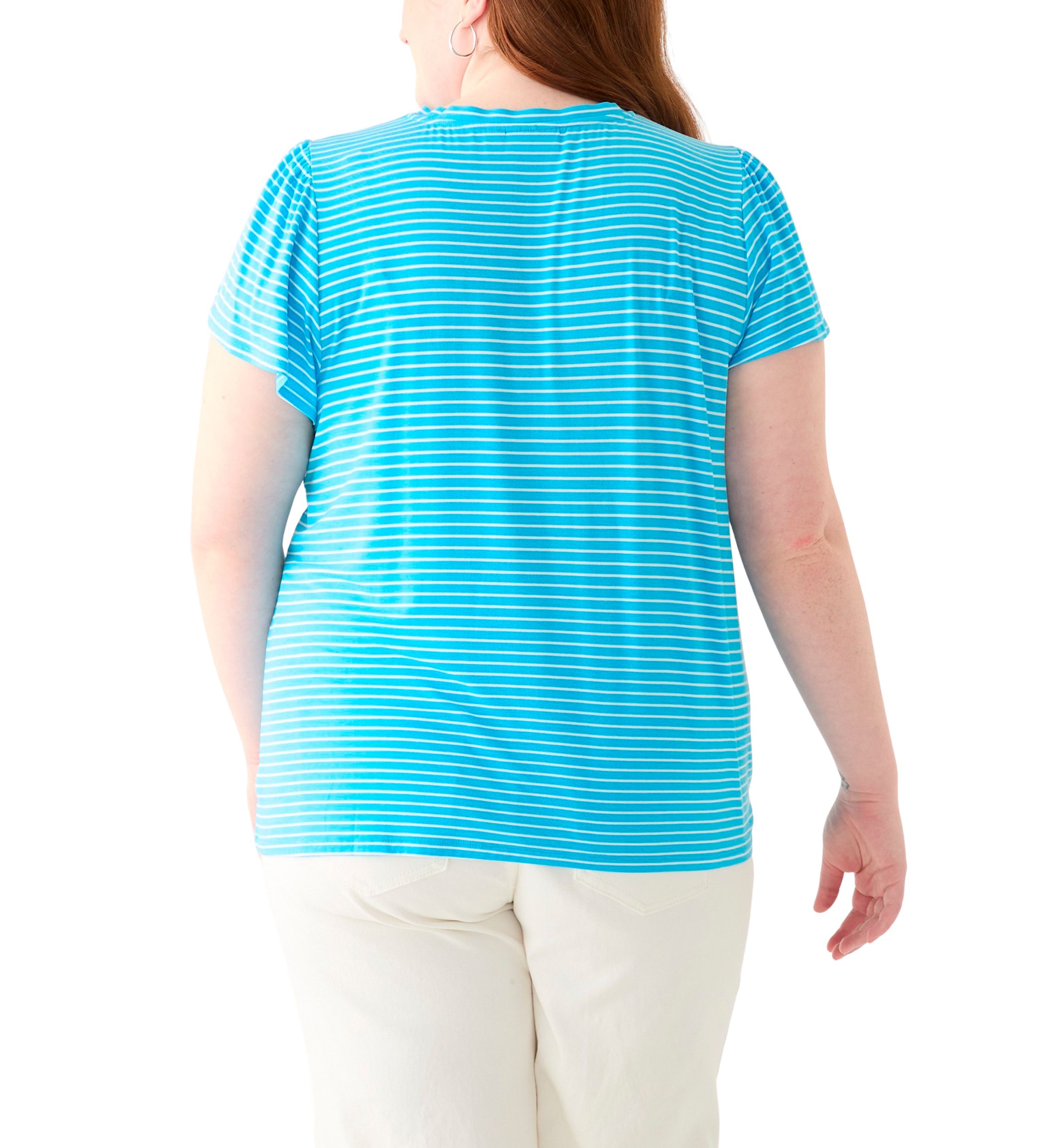 Plus Size Tulip Sleeve V-Neck T-Shirt 