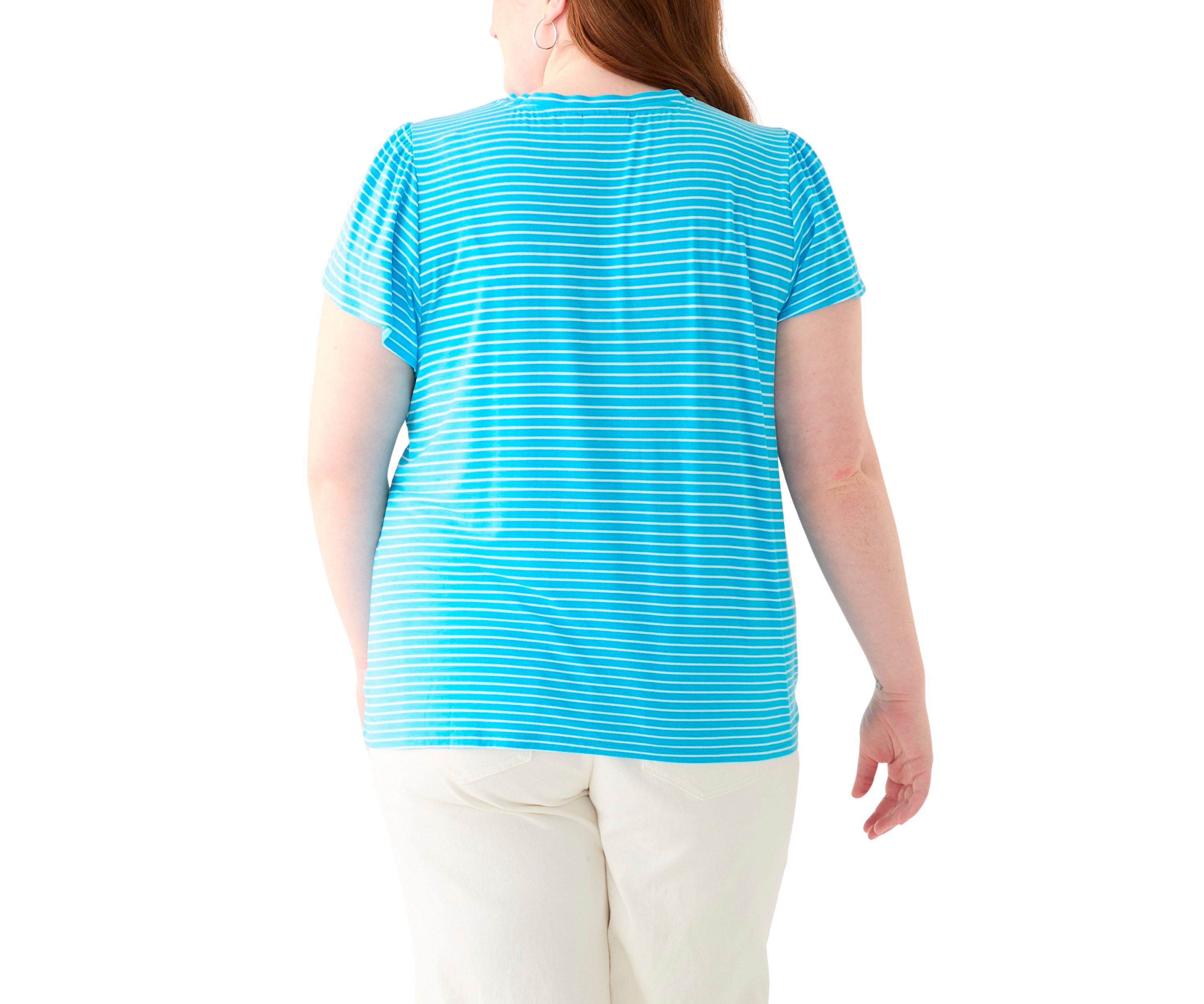 Plus Size Tulip Sleeve V-Neck T-Shirt 