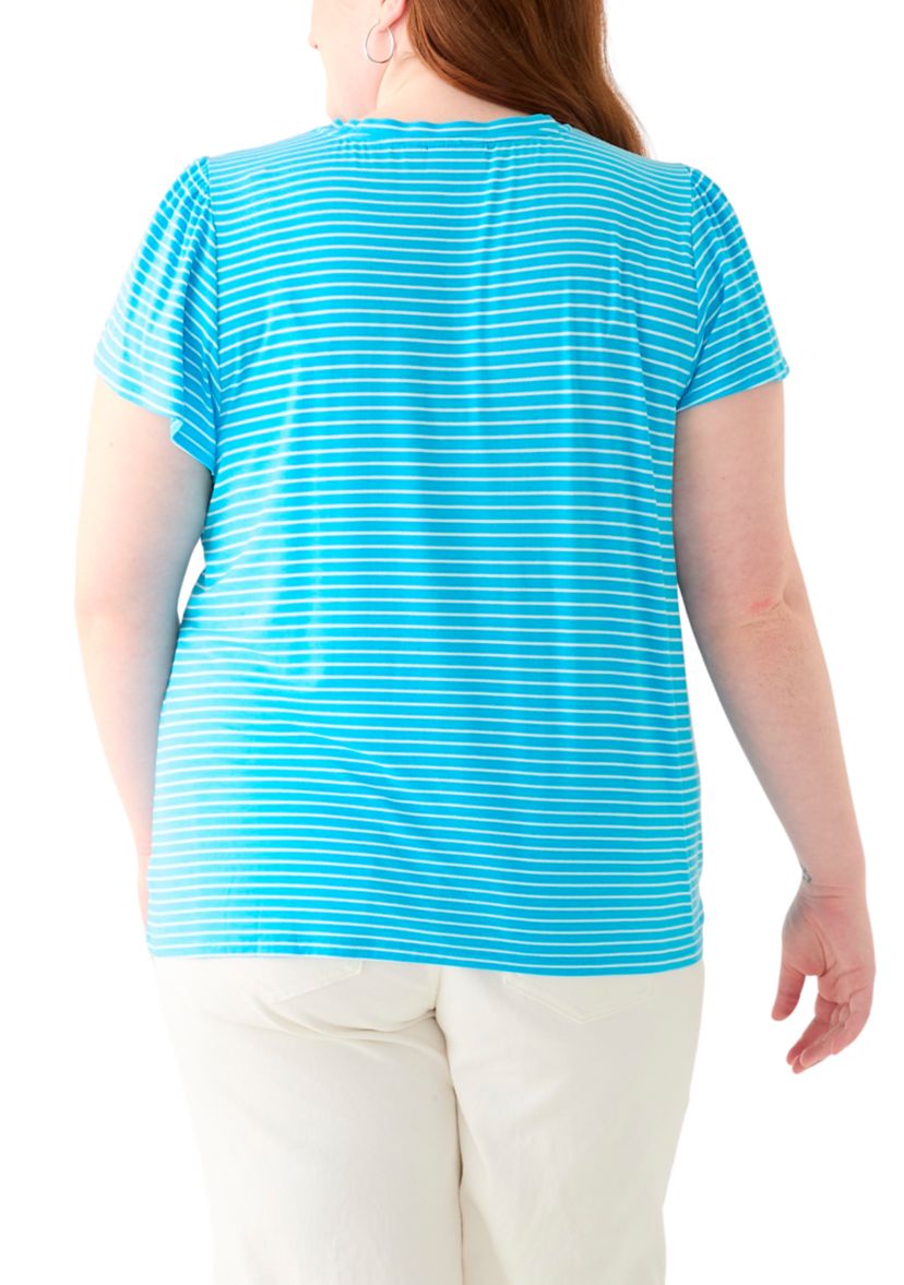 Plus Size Tulip Sleeve V-Neck T-Shirt 