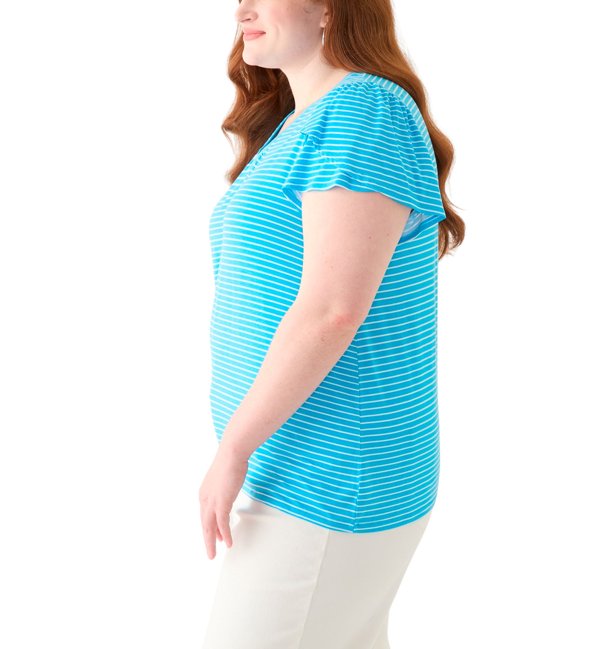 Plus Size Tulip Sleeve V-Neck T-Shirt 