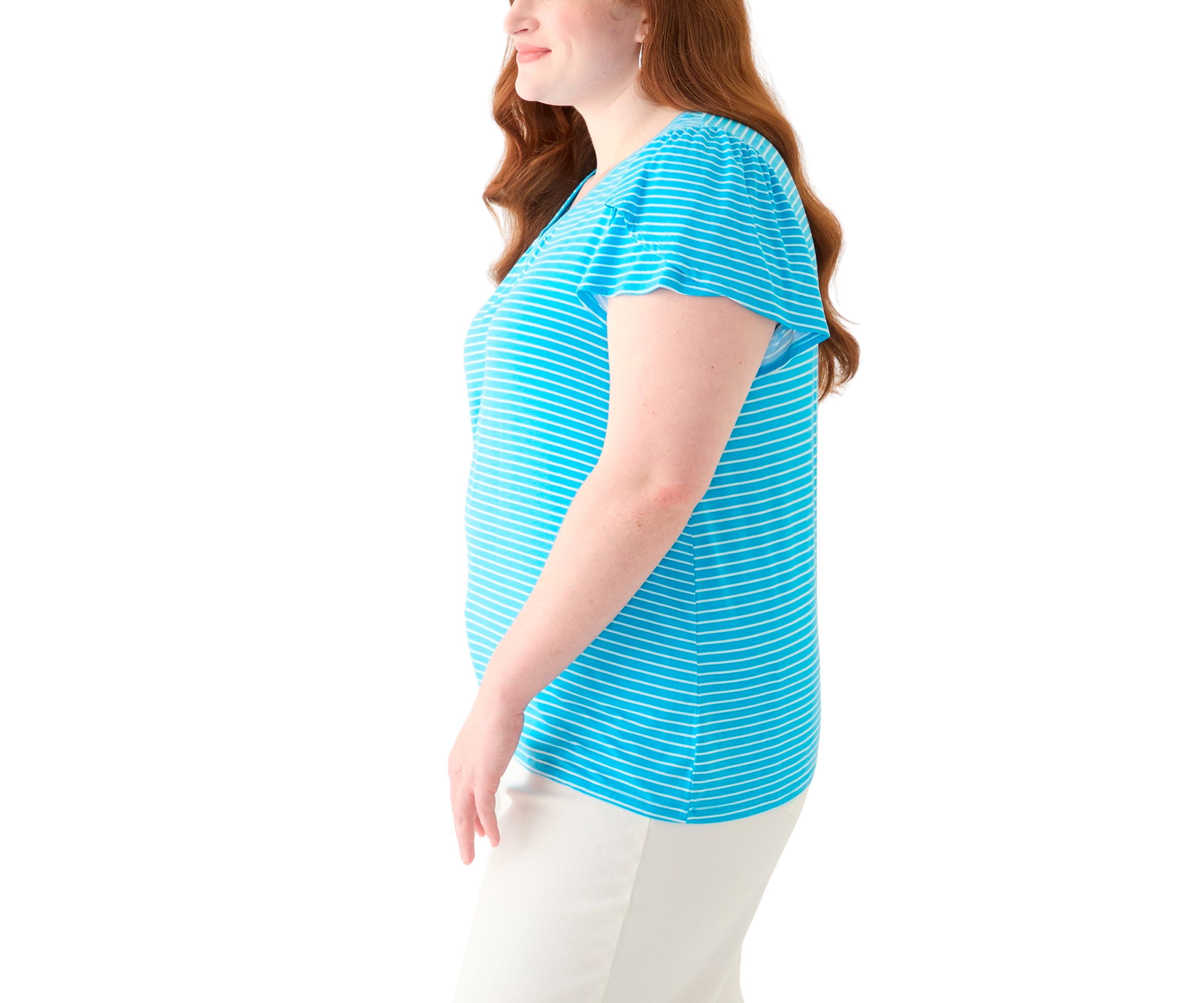 Plus Size Tulip Sleeve V-Neck T-Shirt 