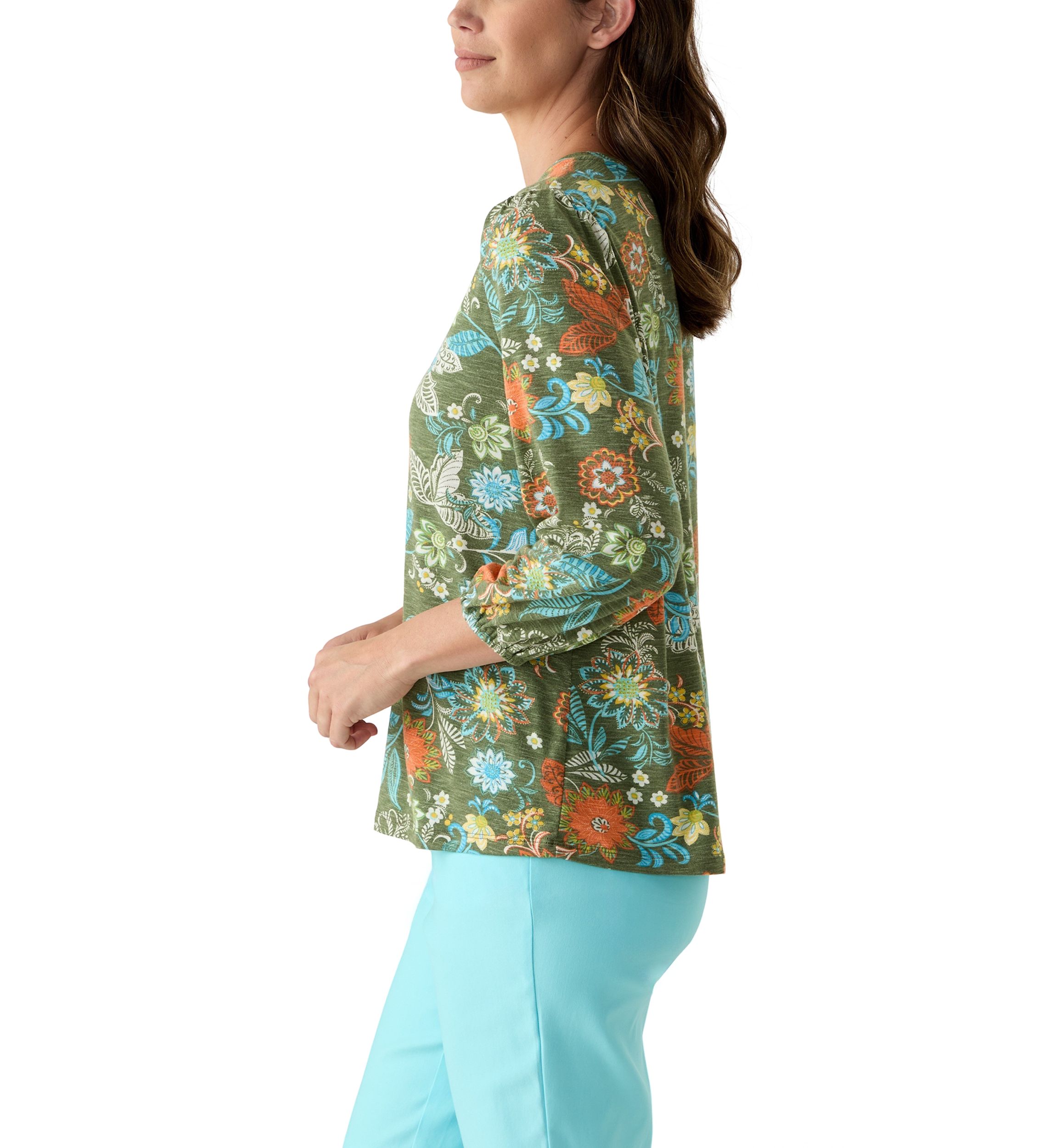 Womens Knit Printed Henley Top