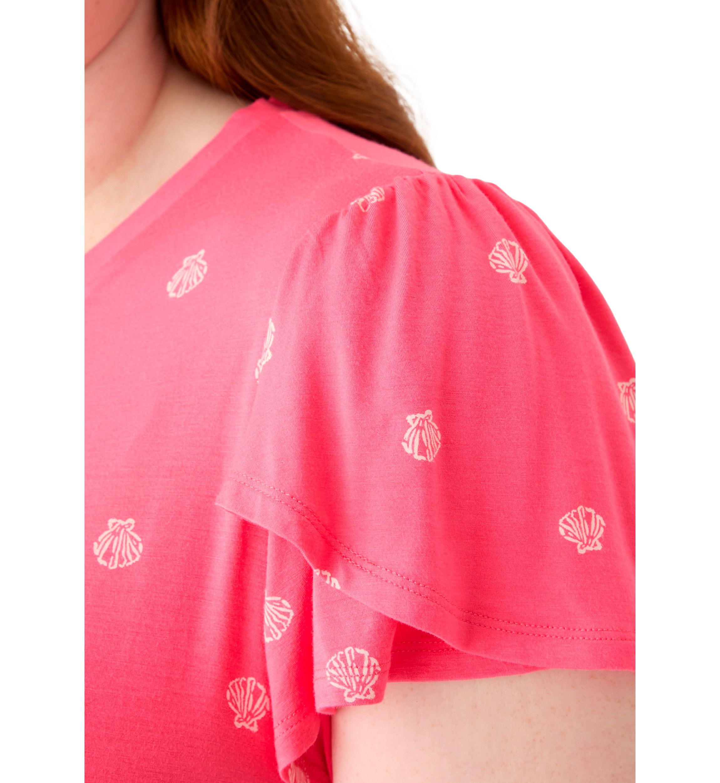 Plus Size Short Sleeve Tulip Sleeve Printed T-Shirt 