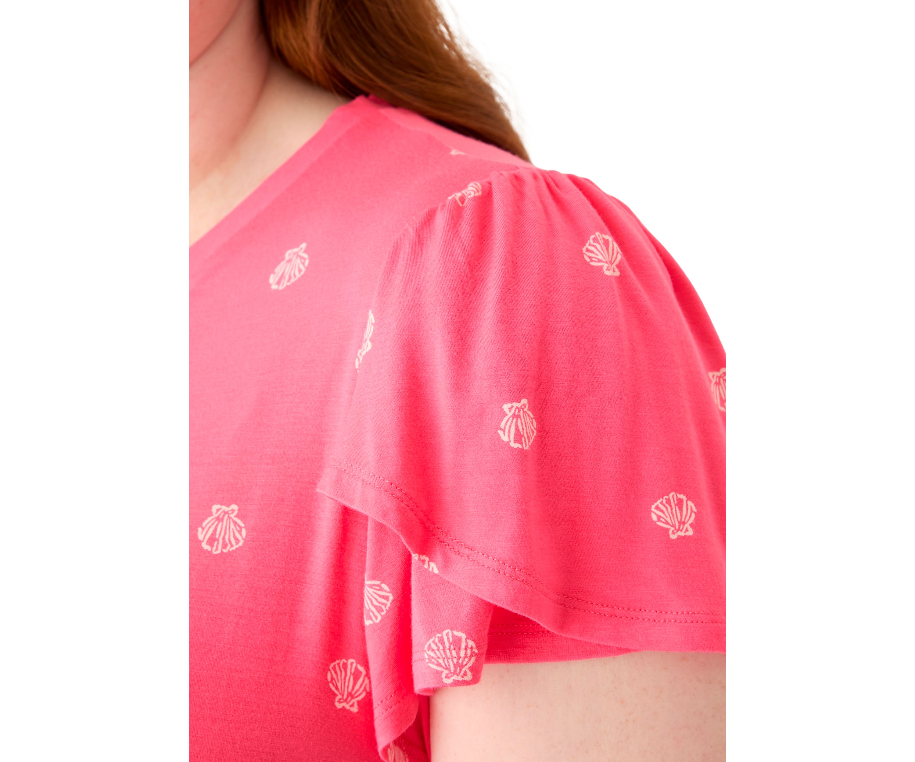 Plus Size Short Sleeve Tulip Sleeve Printed T-Shirt 