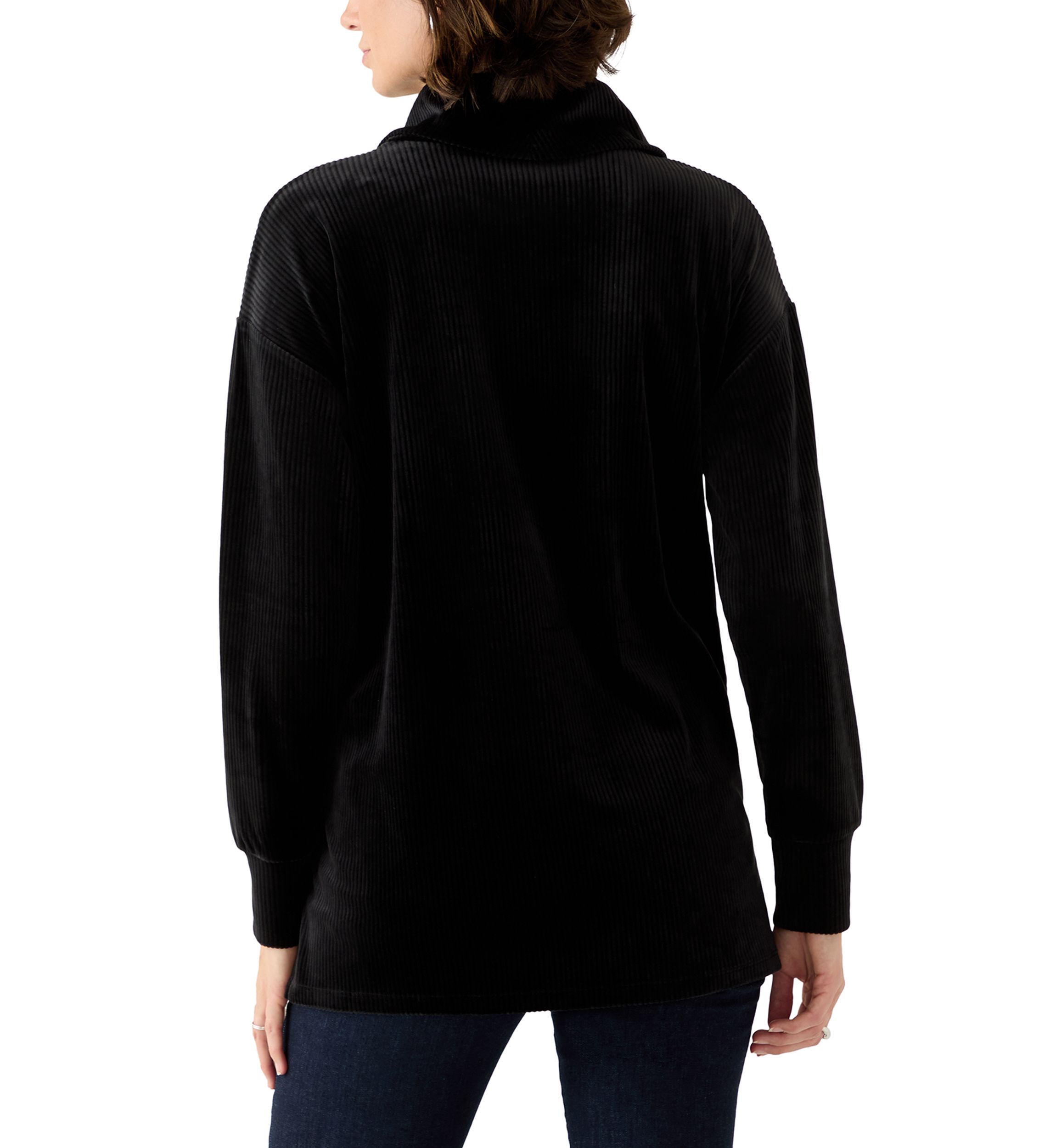 Womens Ribbed Velour Cowl Neck Top