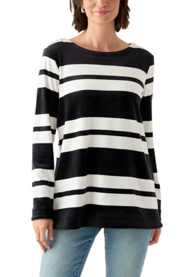 Women's Long Sleeve Velour Boat Neck Tunic
