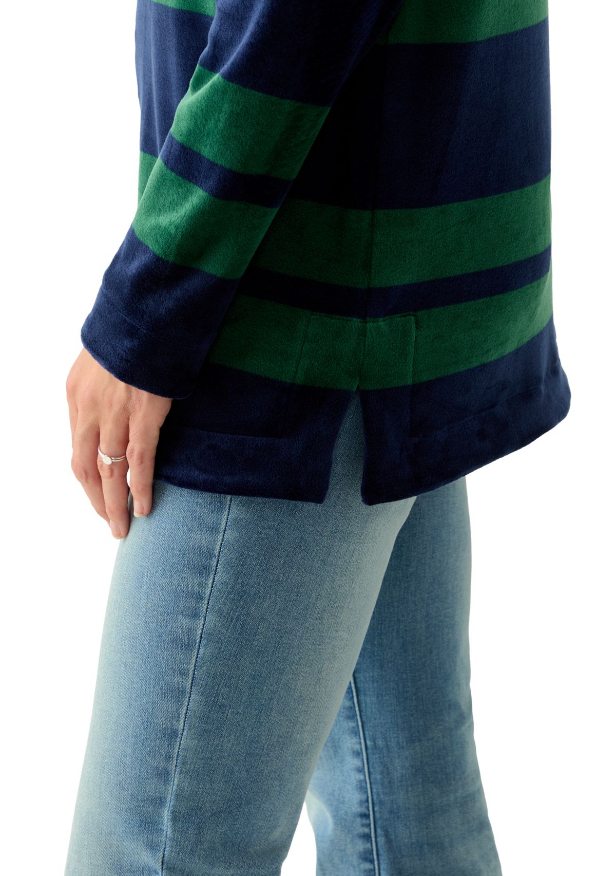 Womens Long Sleeve Velour Boat Neck Tunic