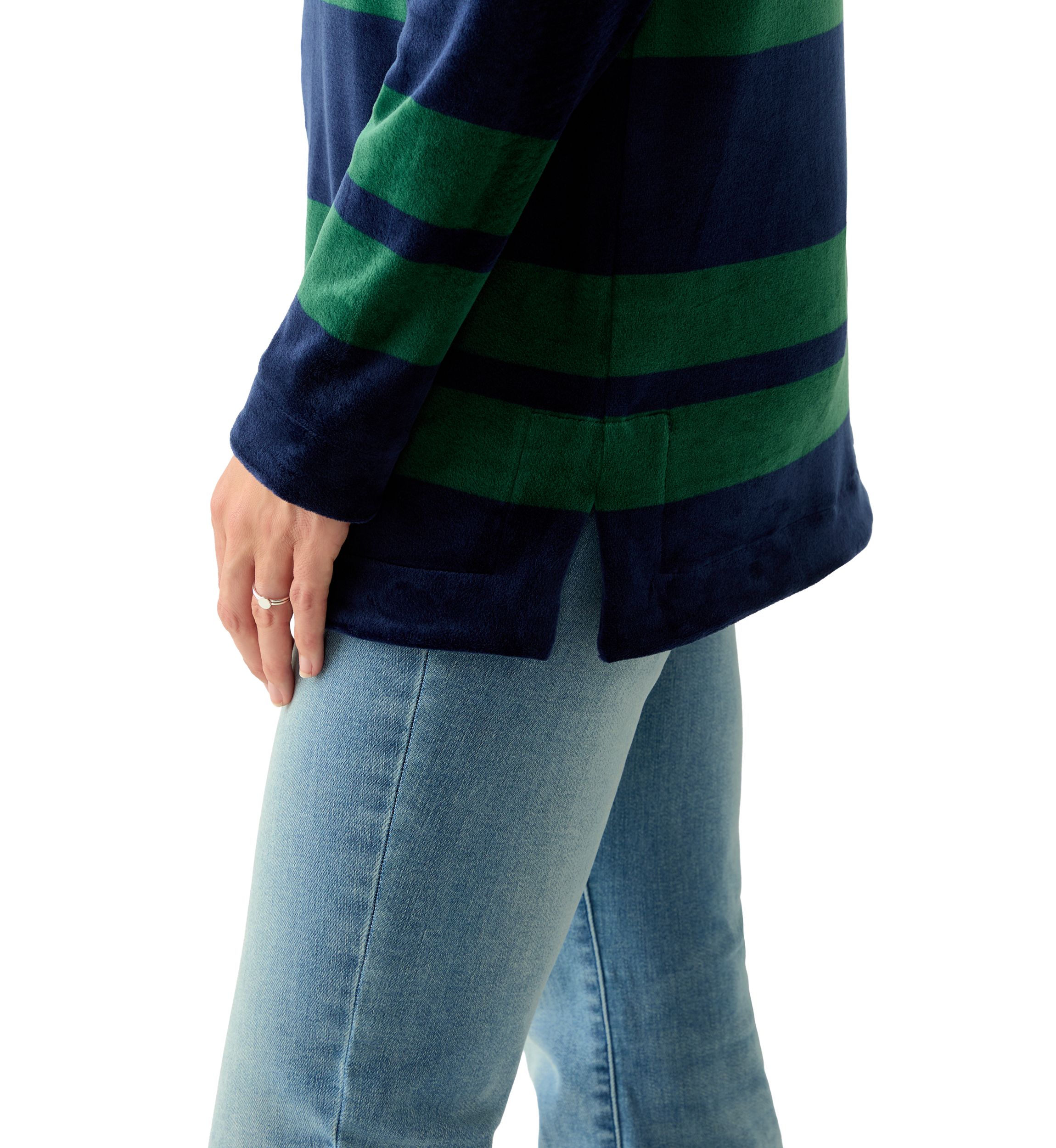 Womens Long Sleeve Velour Boat Neck Tunic