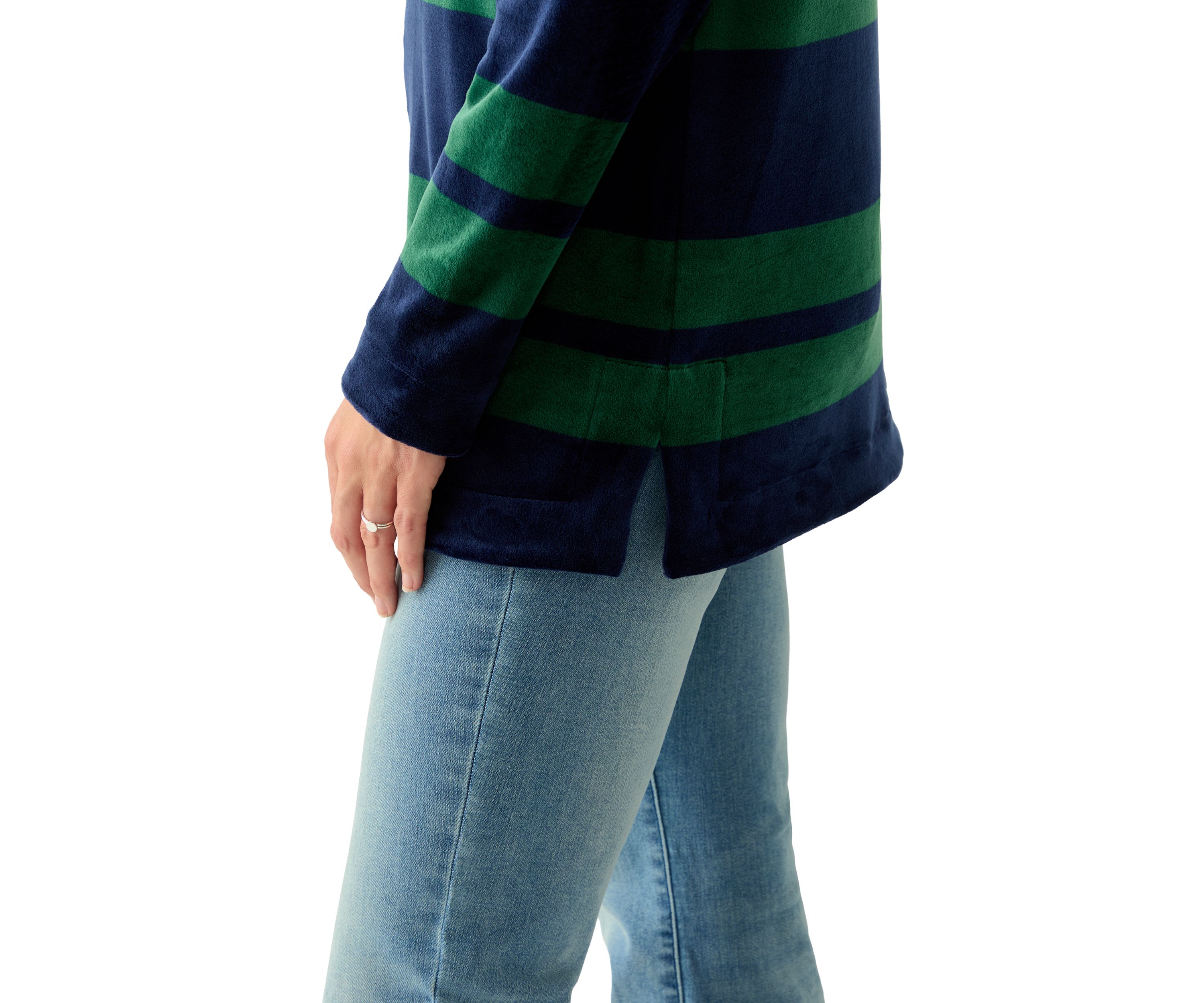 Womens Long Sleeve Velour Boat Neck Tunic