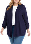 Plus Size Roll Tab Open Front Cardigan 