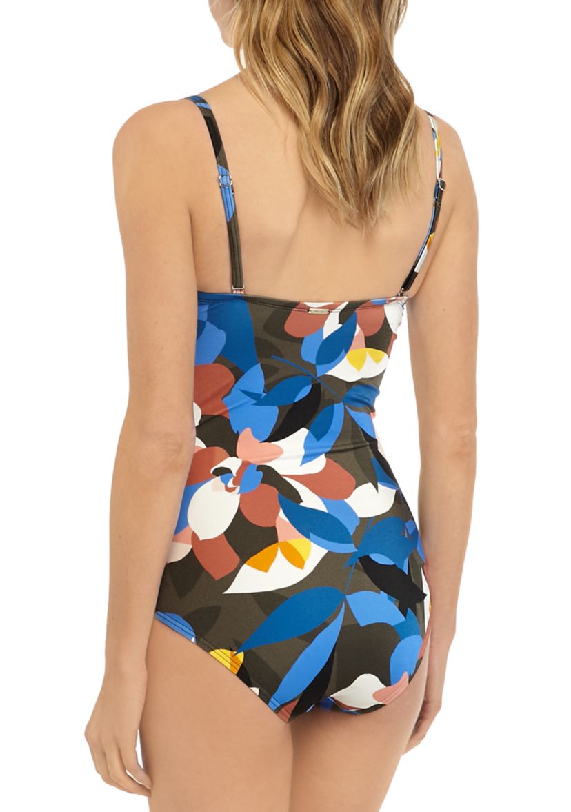 Molded Split Bandeau One Piece Swimsuit 