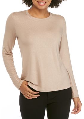 women's crew neck long sleeve tops