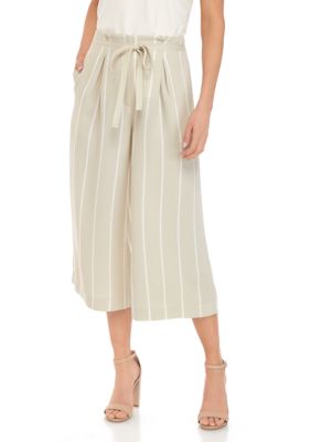 striped cropped wide leg pants