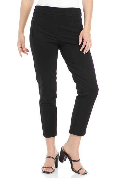 Womens Pull On Cropped Ponte Pants 