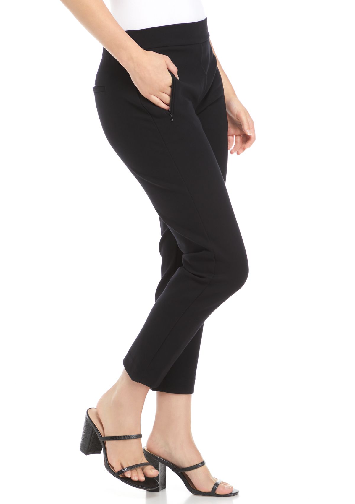 Womens Pull On Cropped Ponte Pants 
