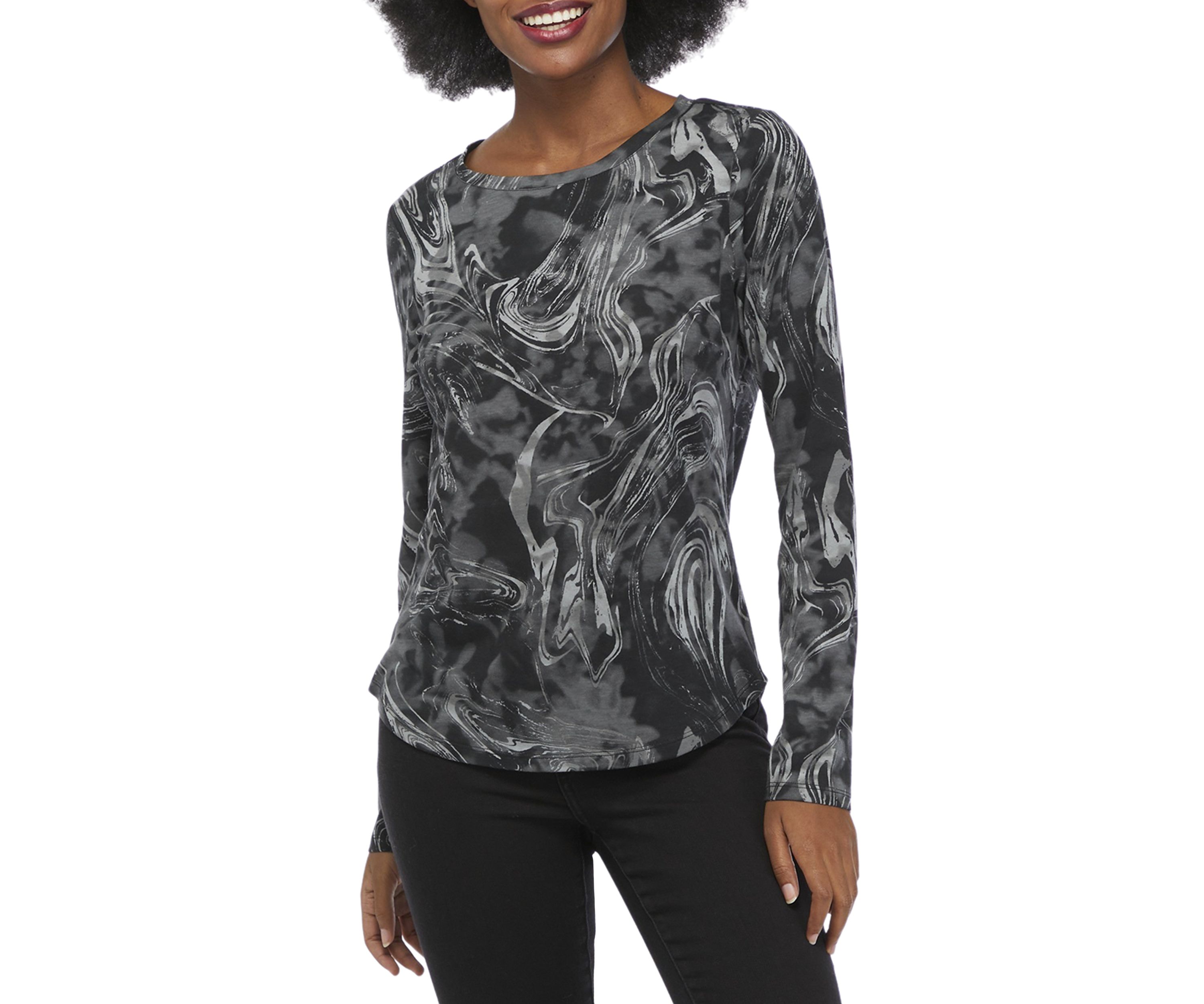 Womens Long Sleeve Printed Essential T-Shirt