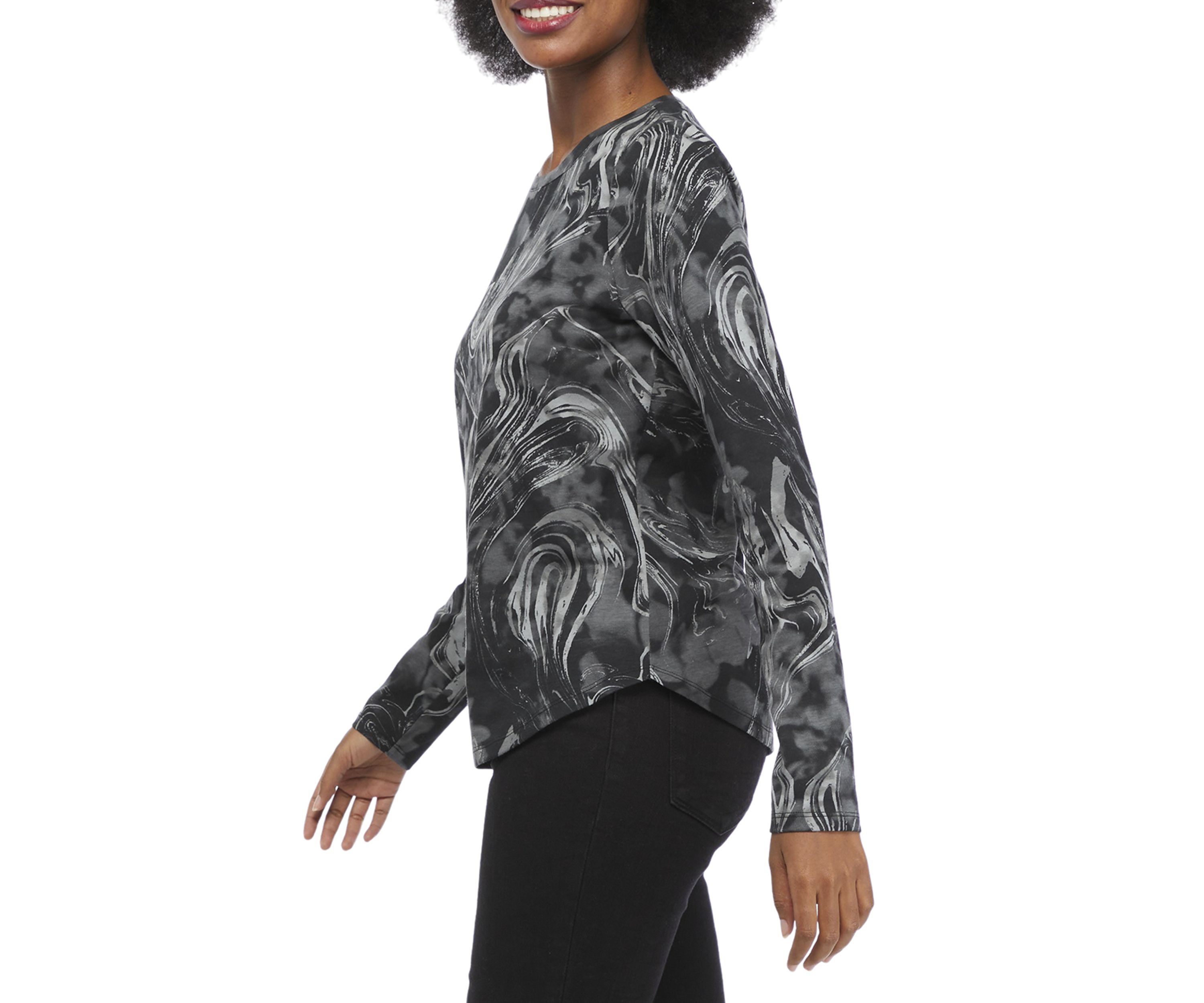Womens Long Sleeve Printed Essential T-Shirt