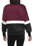 Womens Bishop Sleeve Mock Neck Color Block Sweater 
