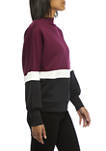 Womens Bishop Sleeve Mock Neck Color Block Sweater 