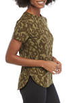 LIMITLESS Short Sleeve Shirttail Hem Camouflage Top