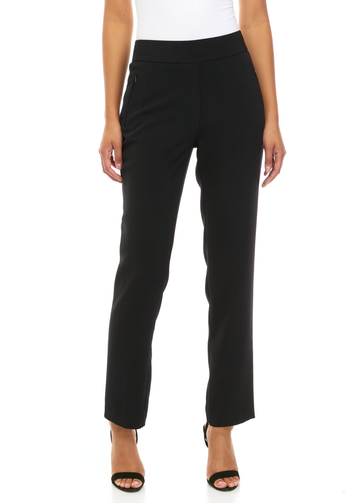 Womens Pull On Crepe Straight Leg Pants