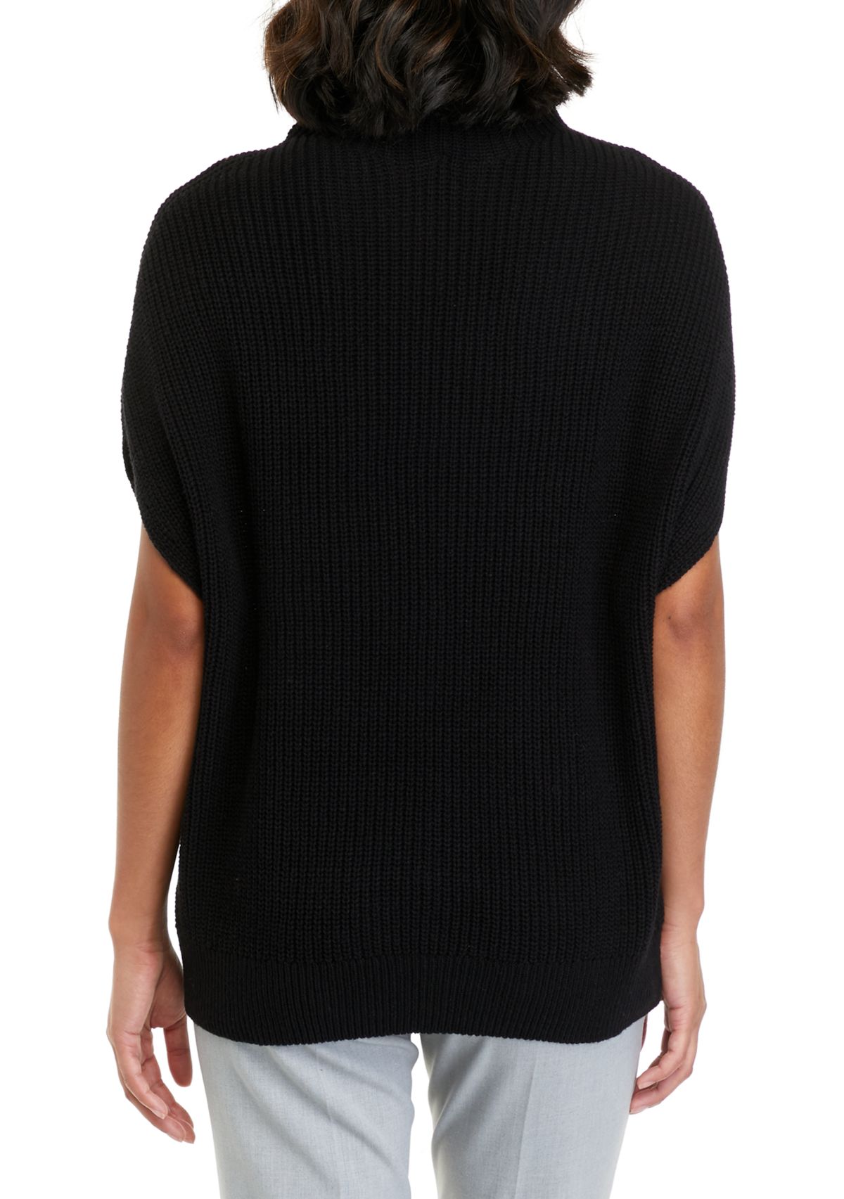 Womens Mock Neck Ribbed Sweater Vest