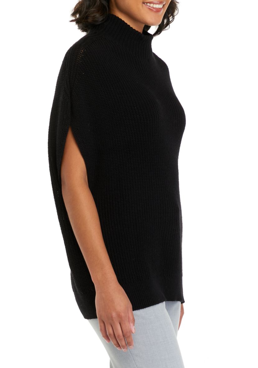 Womens Mock Neck Ribbed Sweater Vest