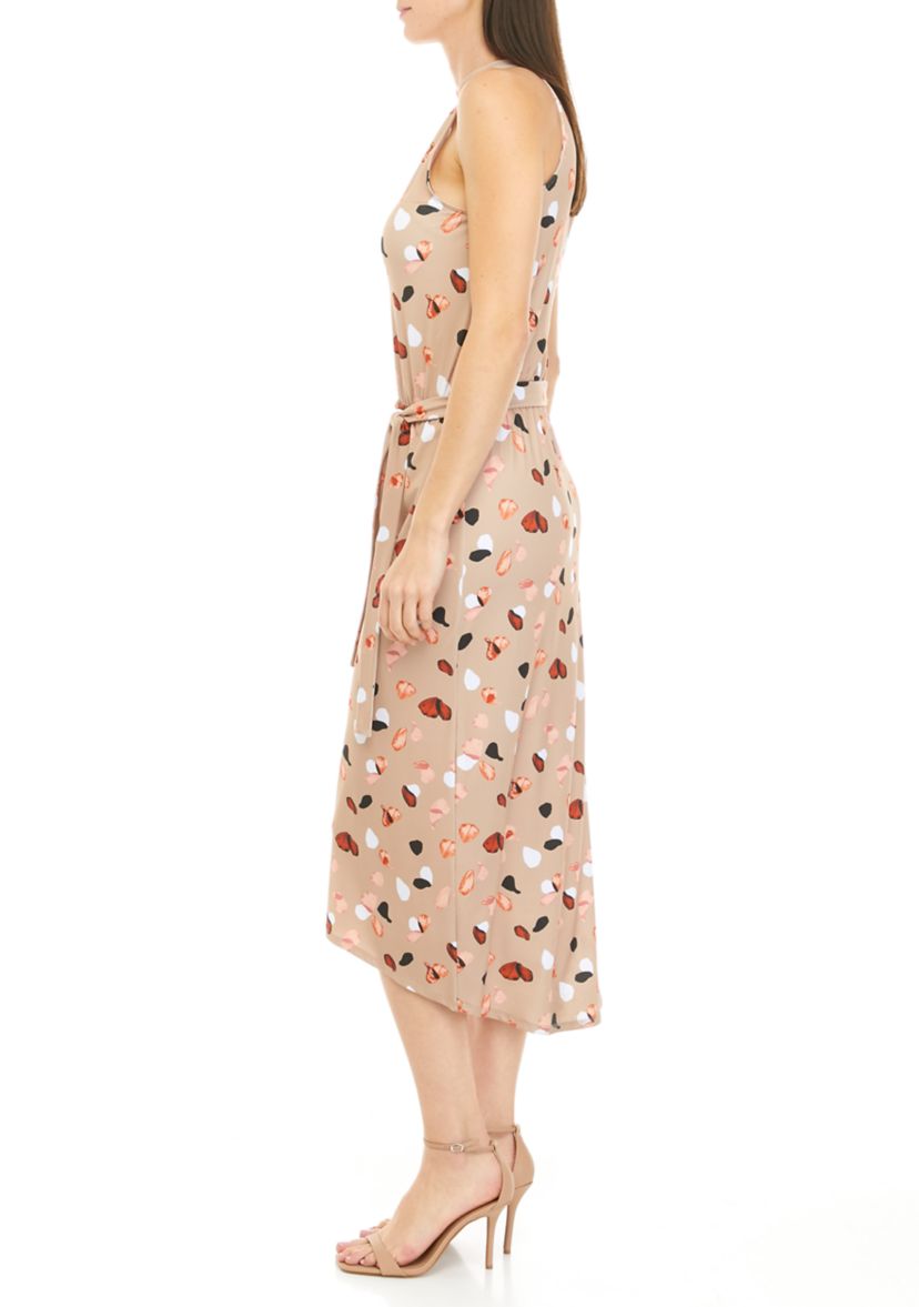 Womens Halter Neck Petal Print Midi Dress