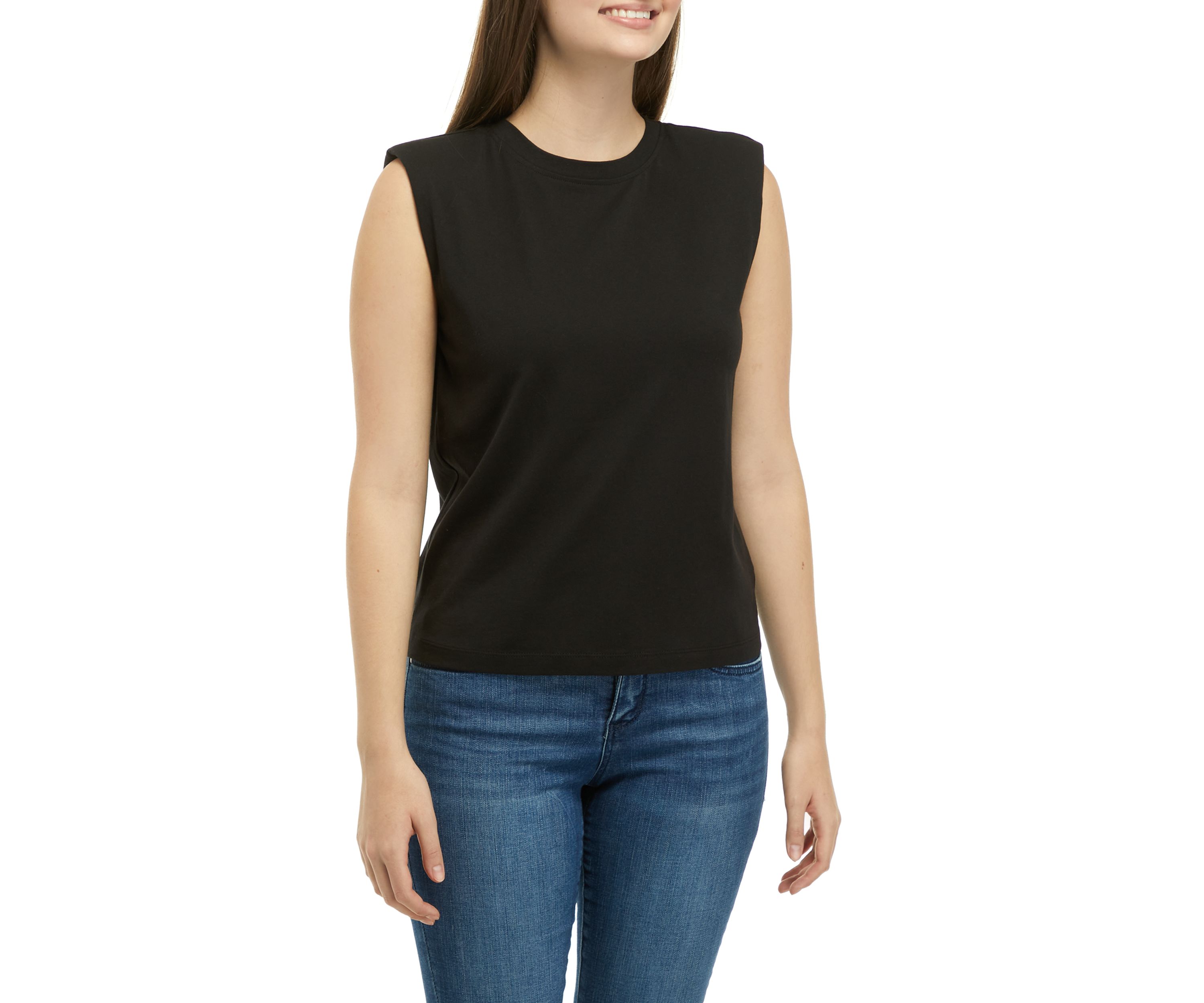 Womens Sleeveless Shoulder Pad Tank 