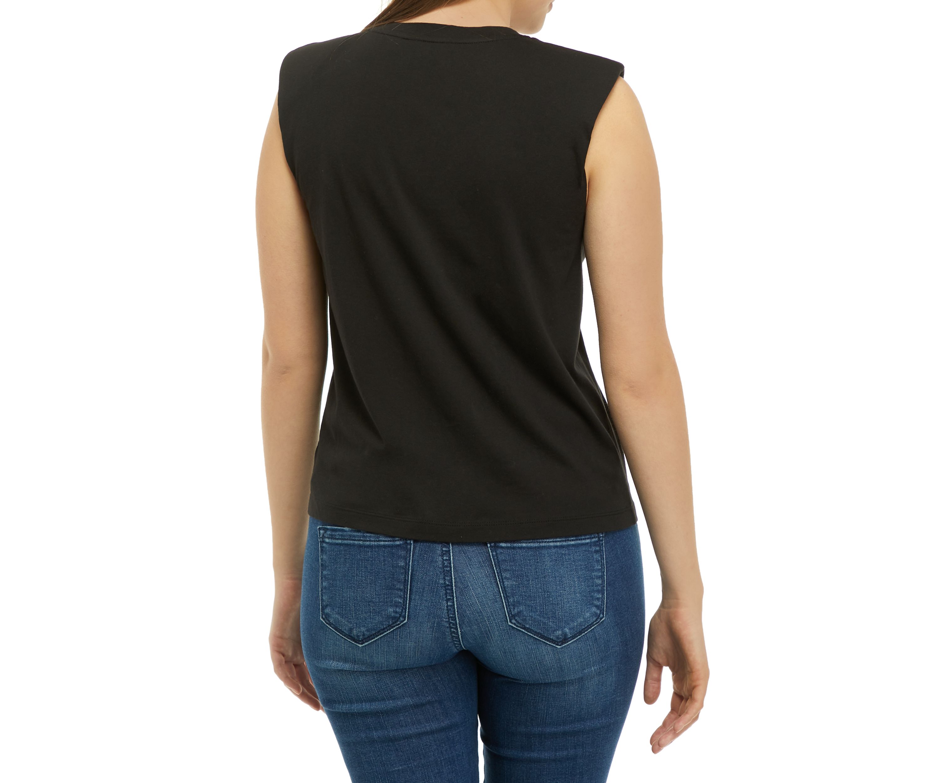 Womens Sleeveless Shoulder Pad Tank 