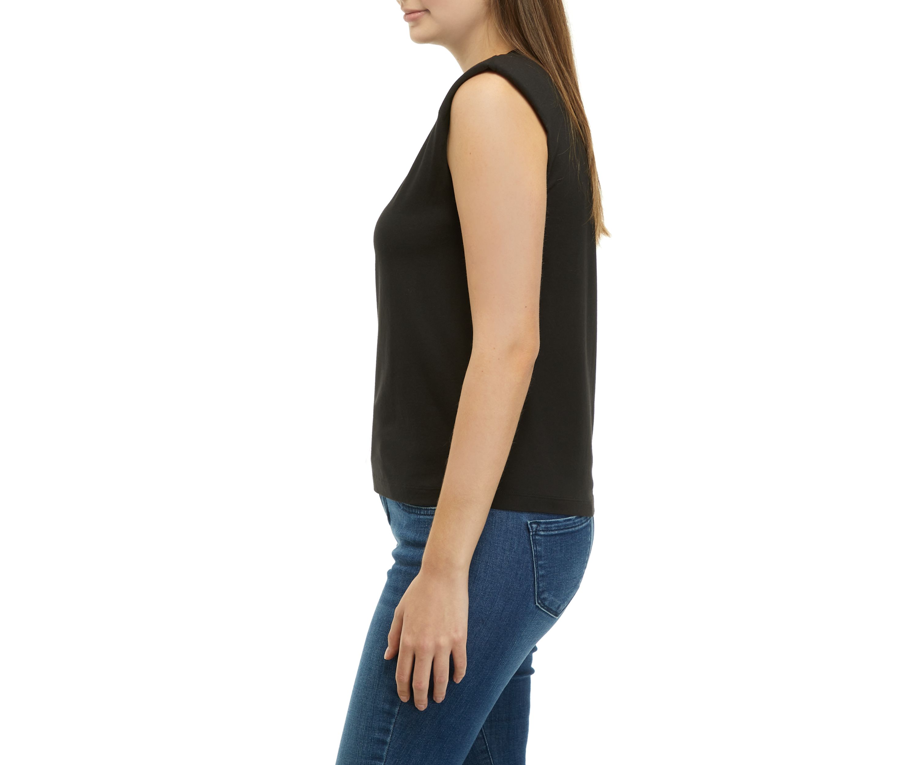 Womens Sleeveless Shoulder Pad Tank 