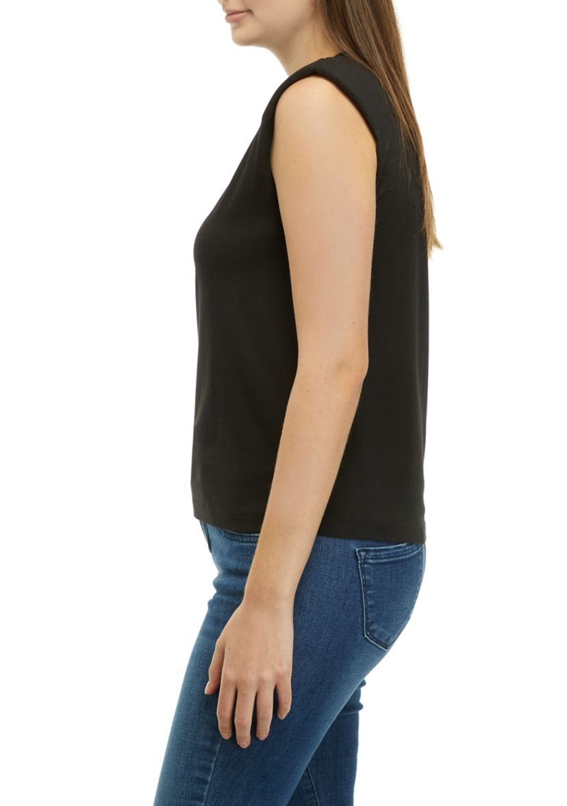 Womens Sleeveless Shoulder Pad Tank 