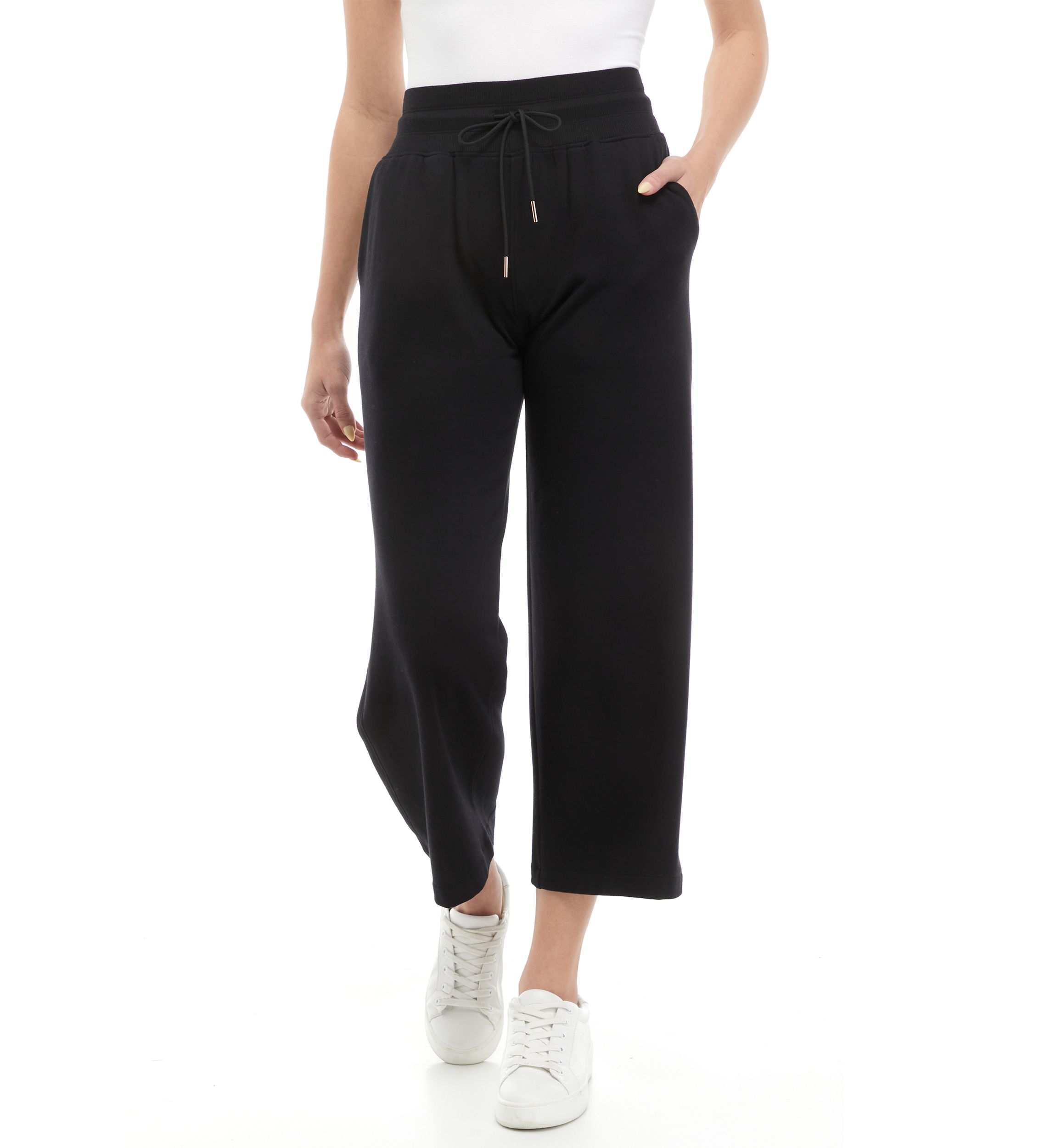 Womens Wide Leg Cropped Pants 
