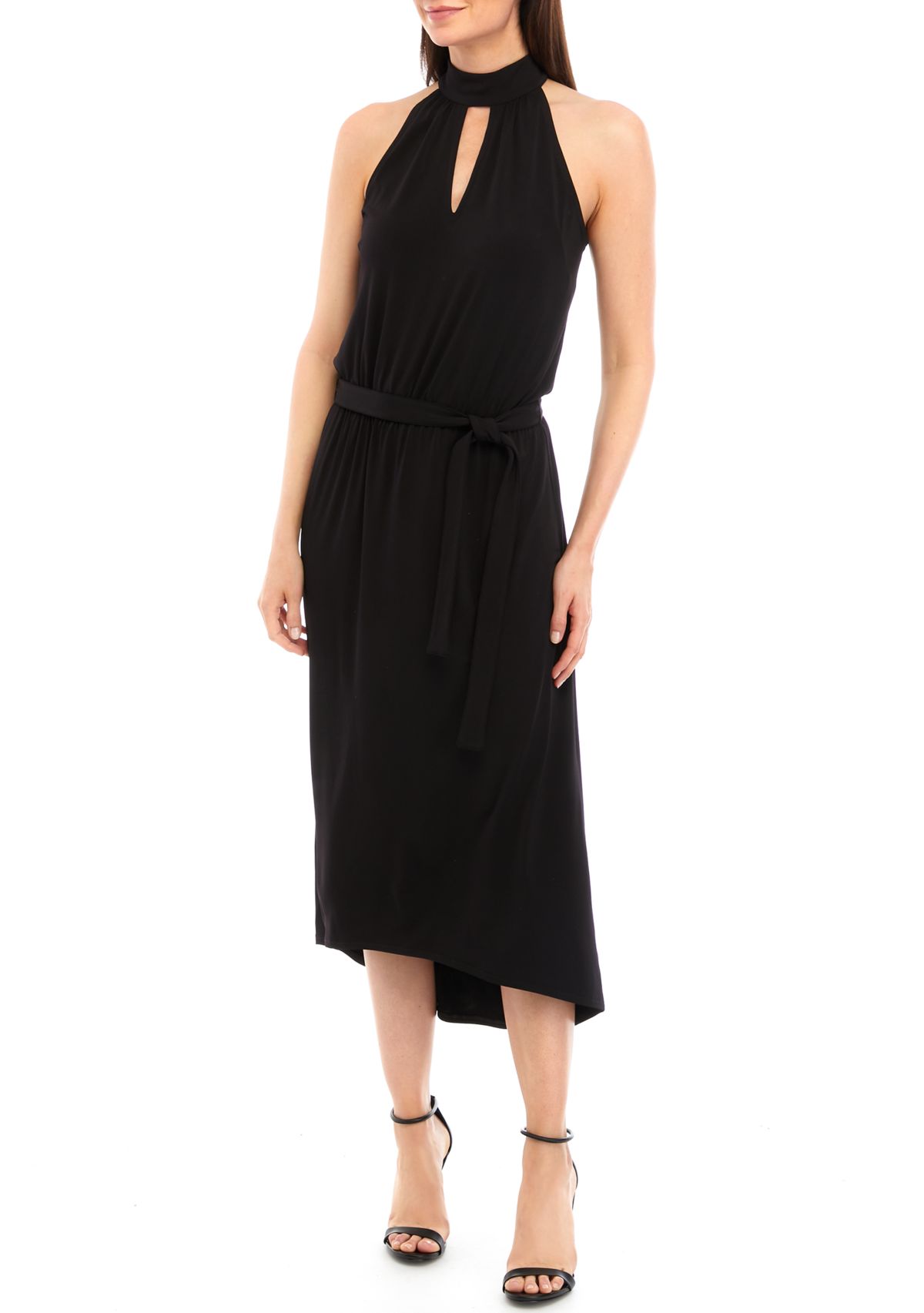 Womens Halter Mock Neck Midi Dress