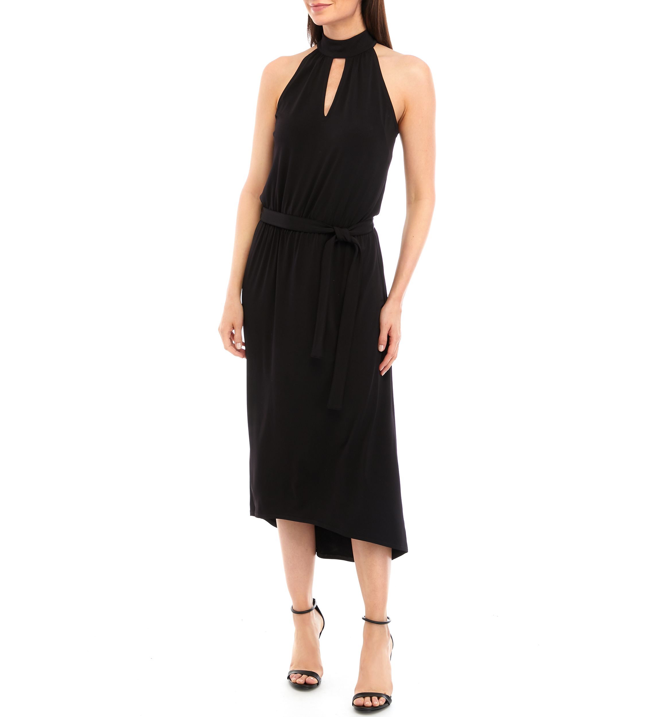 Womens Halter Mock Neck Midi Dress
