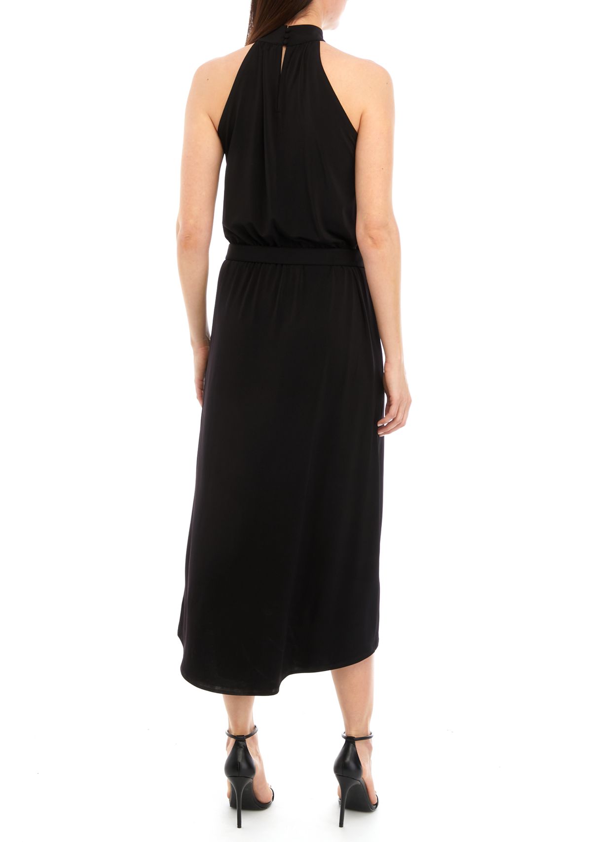 Womens Halter Mock Neck Midi Dress