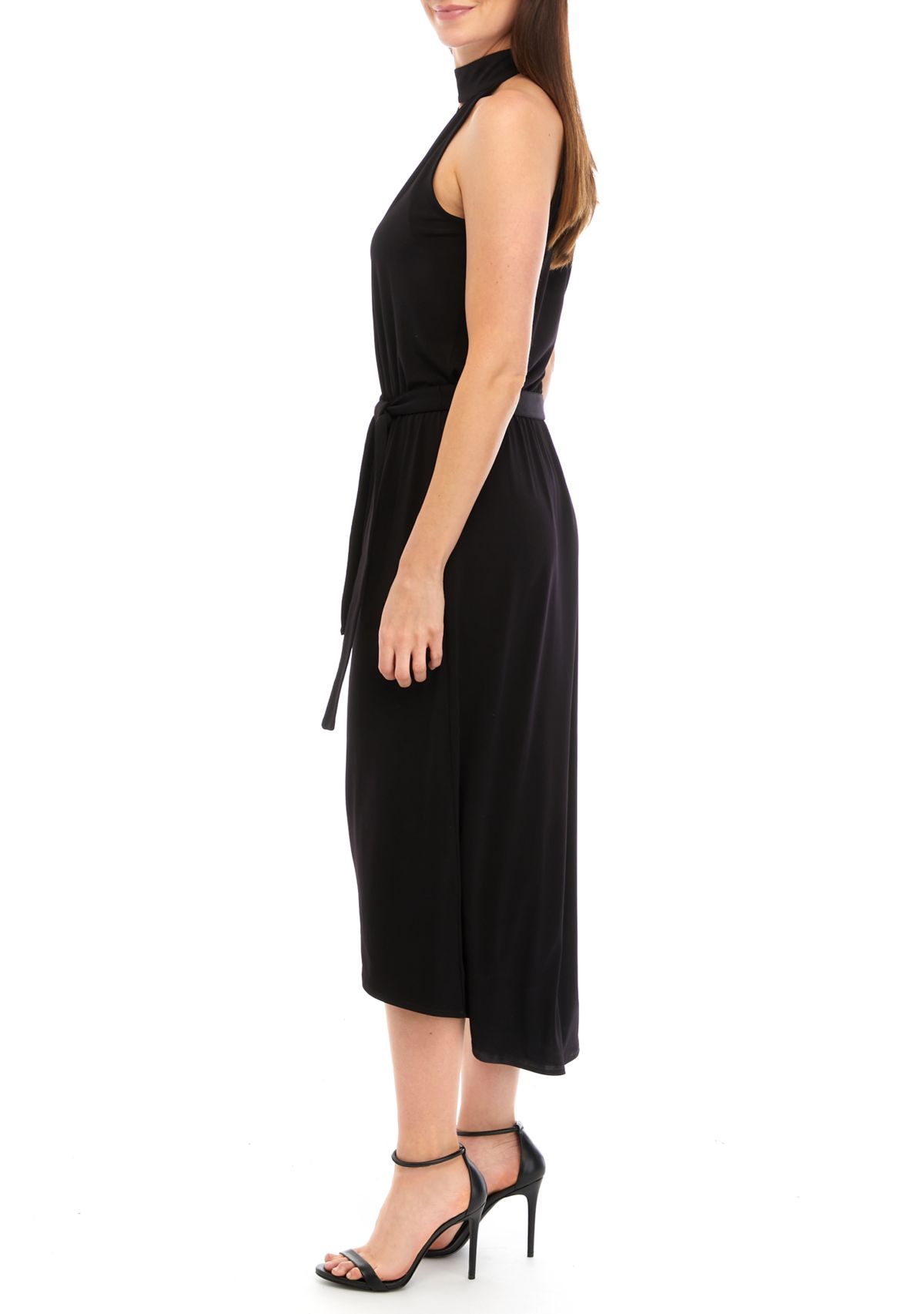 Womens Halter Mock Neck Midi Dress