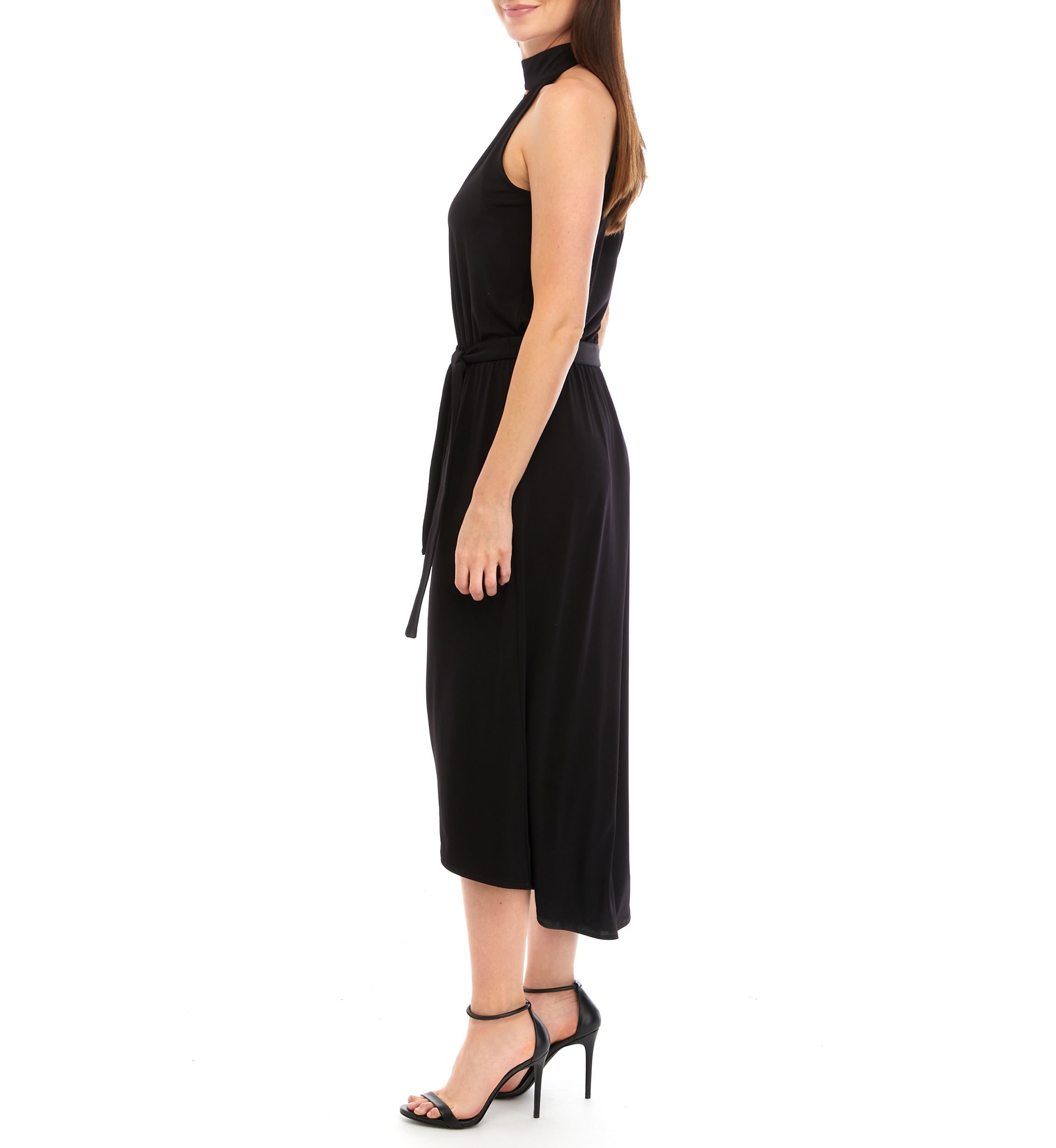 Womens Halter Mock Neck Midi Dress