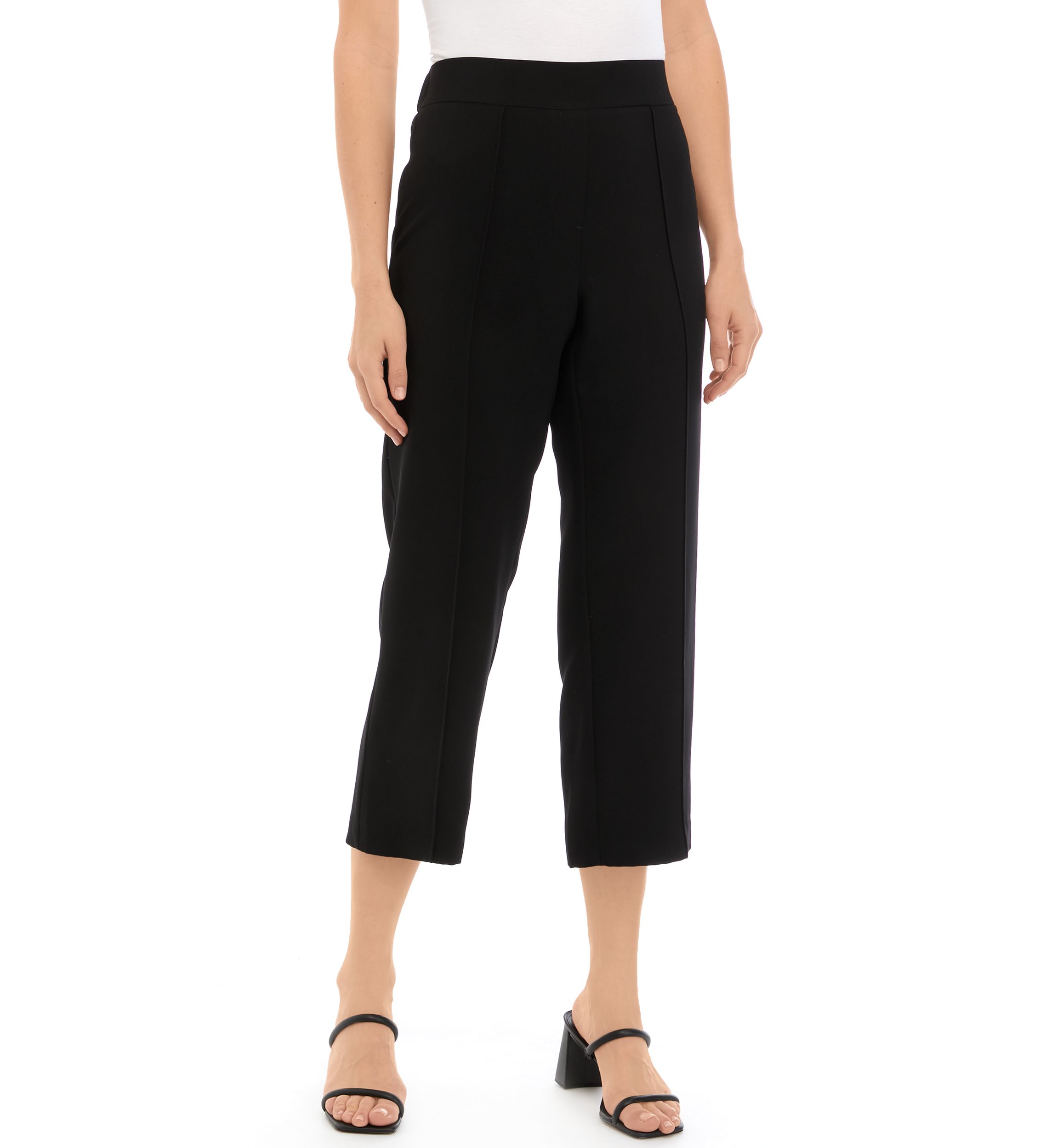 Womens Crepe Crop Pants with Seam