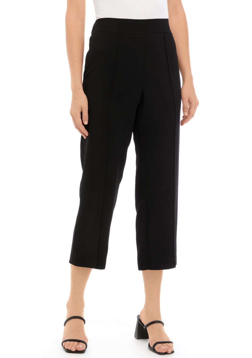 Womens Crepe Crop Pants with Seam