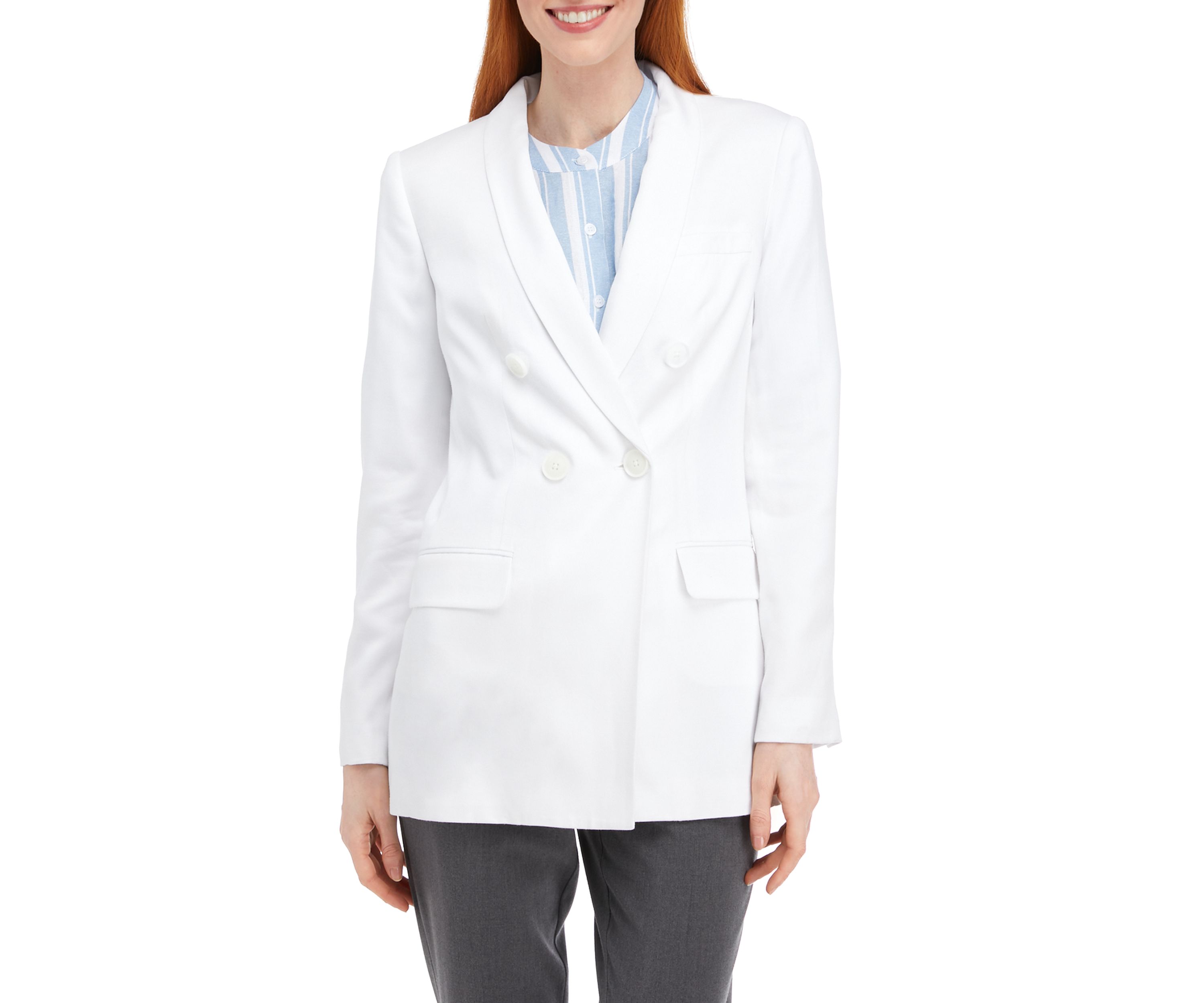 Womens Double Breasted Solid Blazer
