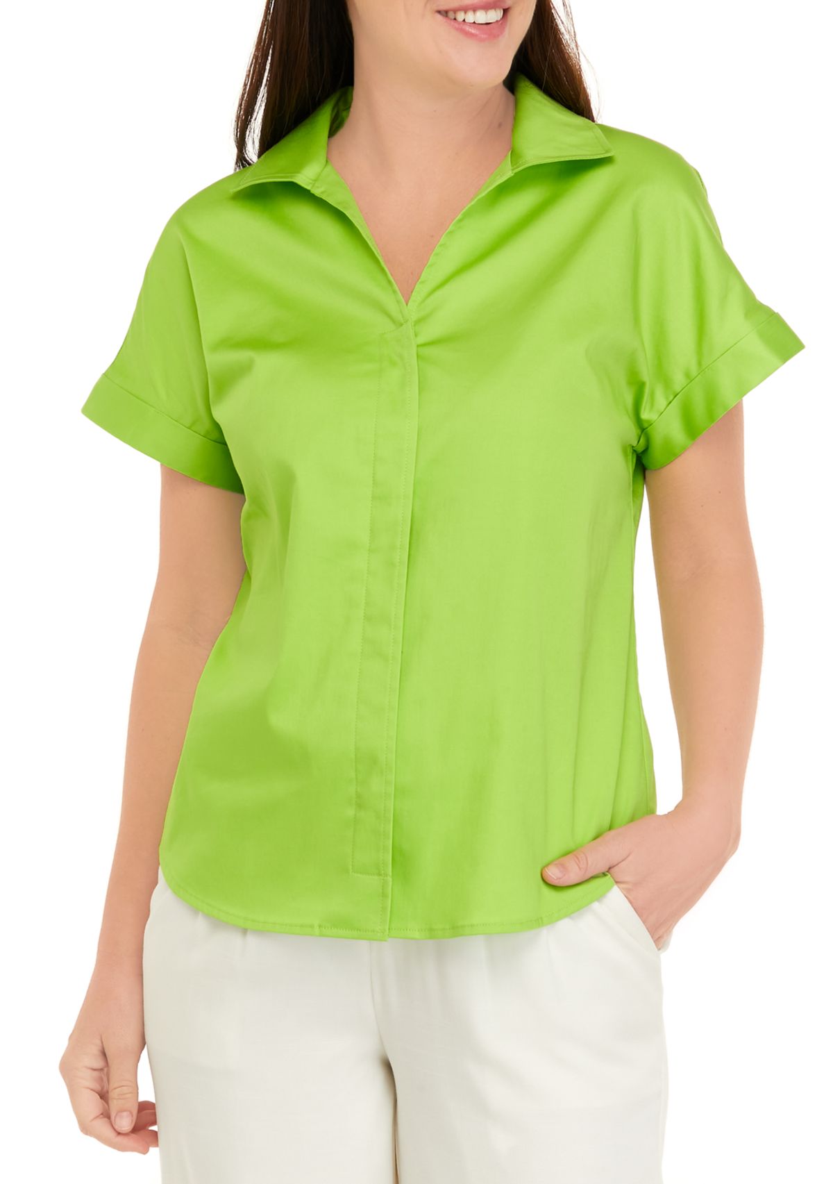 Womens Cap Sleeve Solid Shirt