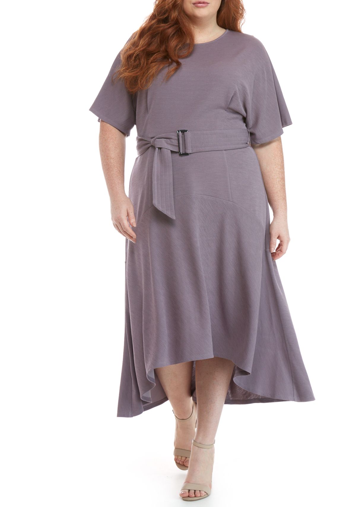 Plus Size Belted Midi Dress