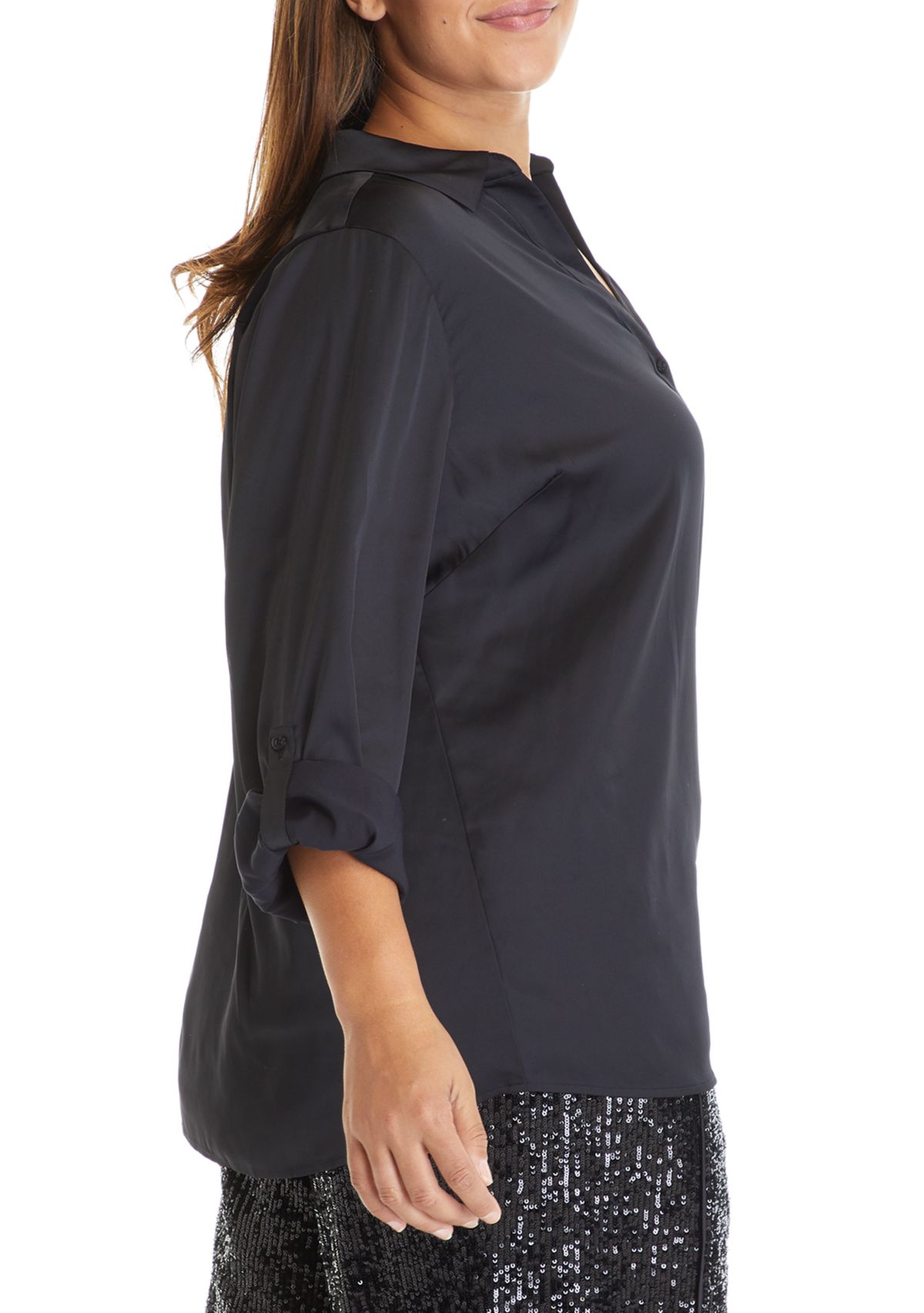 Plus Size Collared Button Up Shirt