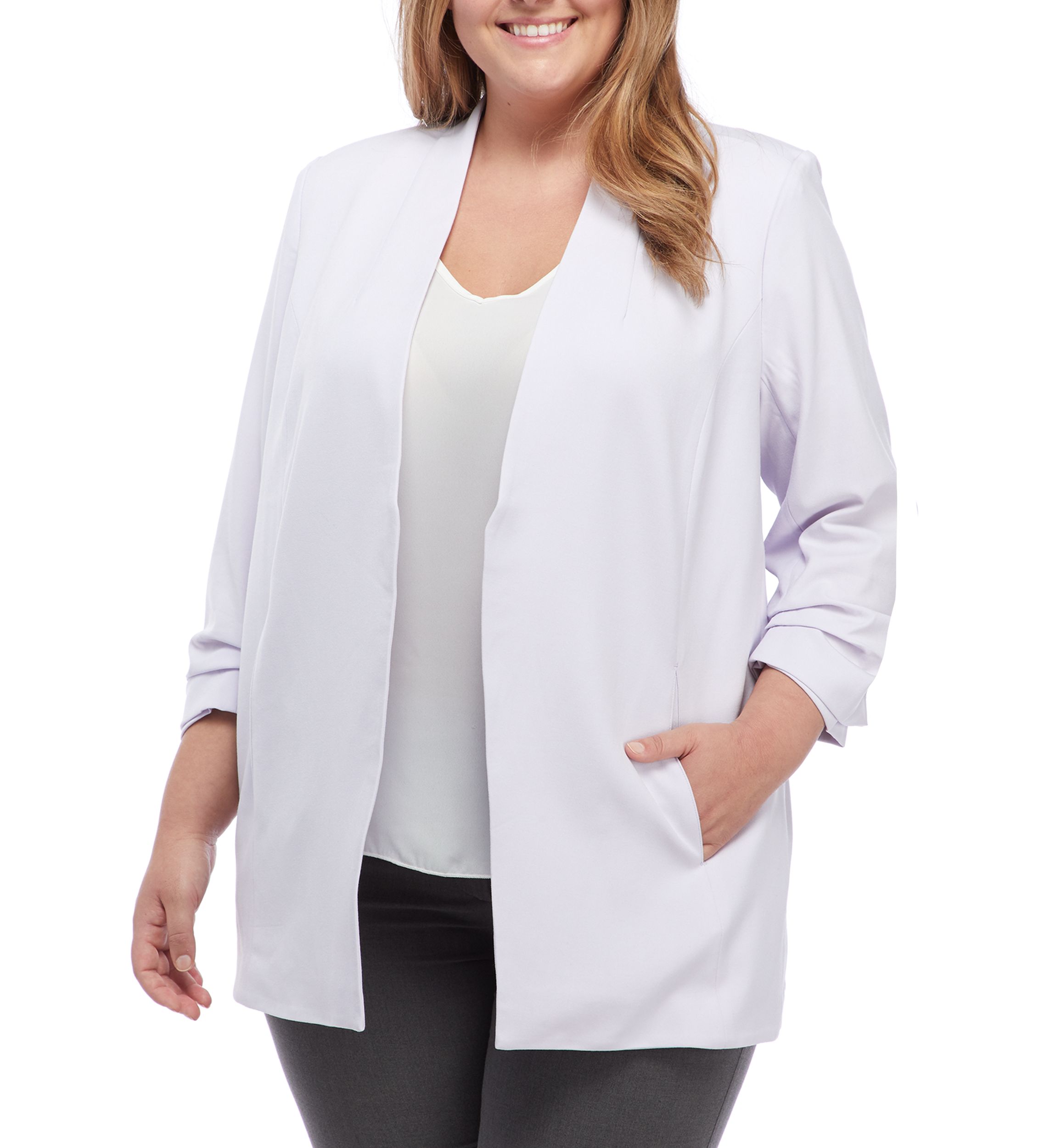 Plus Size Open Front Blazer 
