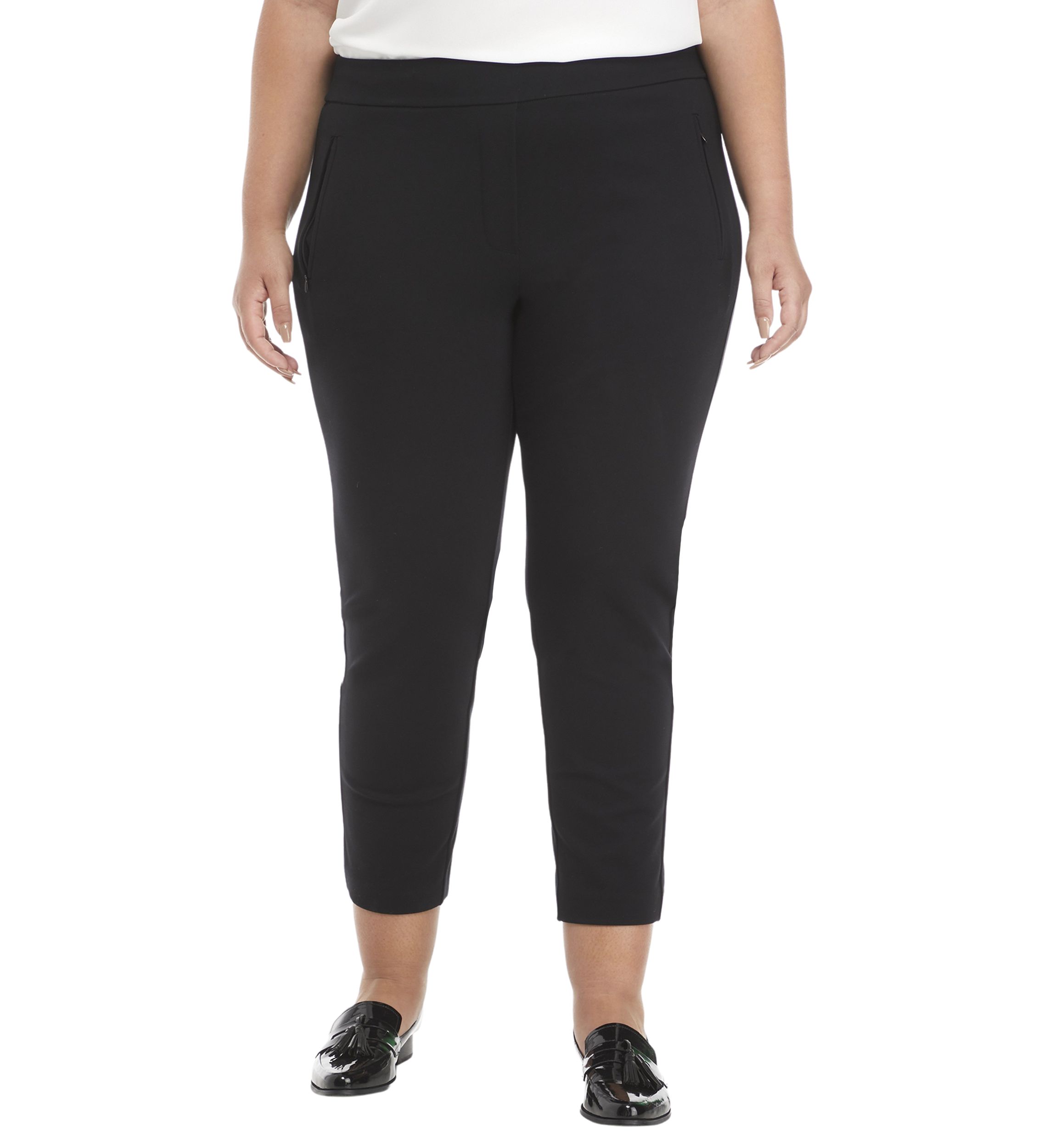 Plus Size Pull On Cropped Ponte Pants 
