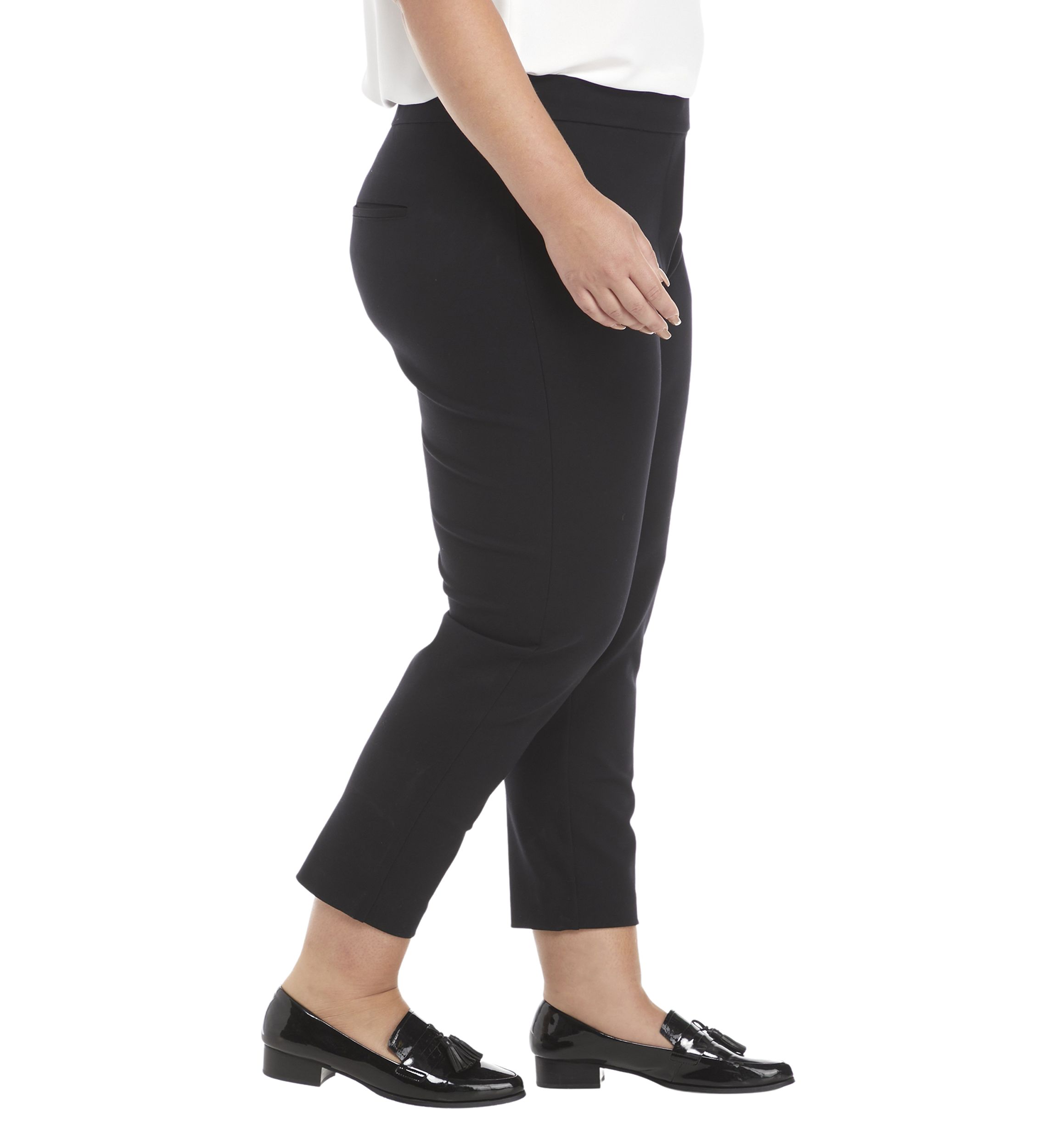 Plus Size Pull On Cropped Ponte Pants 