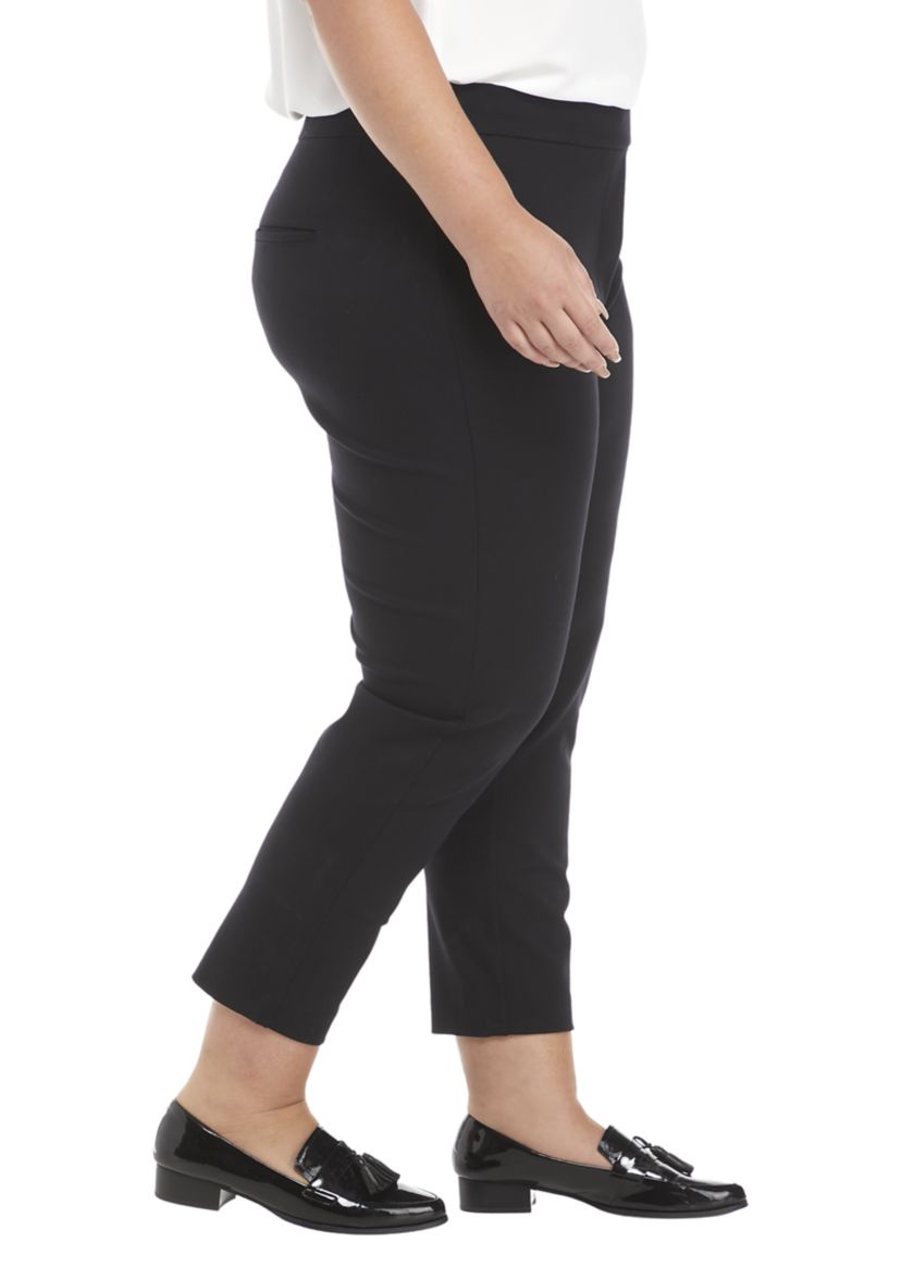 Plus Size Pull On Cropped Ponte Pants 