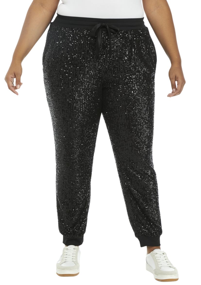 Plus Size Sequin Joggers